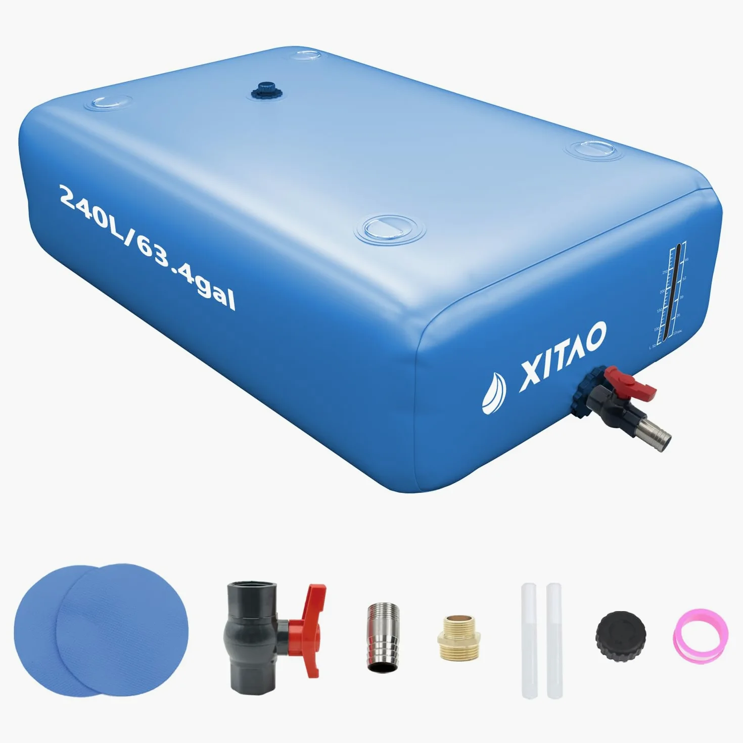 XITAO Contenedores de almacenamiento de agua de gran capacidad de 63 galones con indicador de nivel de agua, portátil, plegable, bolsa de tanque de agua de emergencia para caravanas, resistencia a la