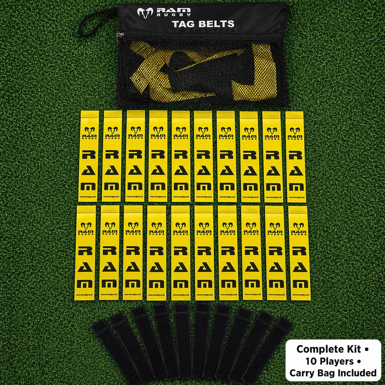 Ram Rugby cinturones de etiqueta – Set de 10 cinturones y 20 etiquetas – disponible en 6 colores – 2 tamaños