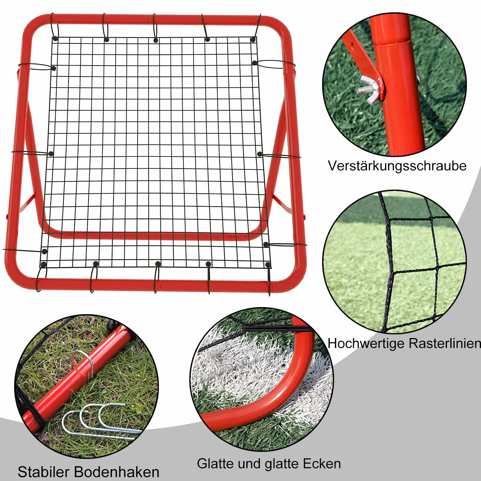 Red de rebote de fútbol, red de rebote para entrenamiento de fútbol, béisbol, tenis, ajustable, 5 niveles, plegable, para futbolín, atleta, para niños (100 x 100 x 65 cm)