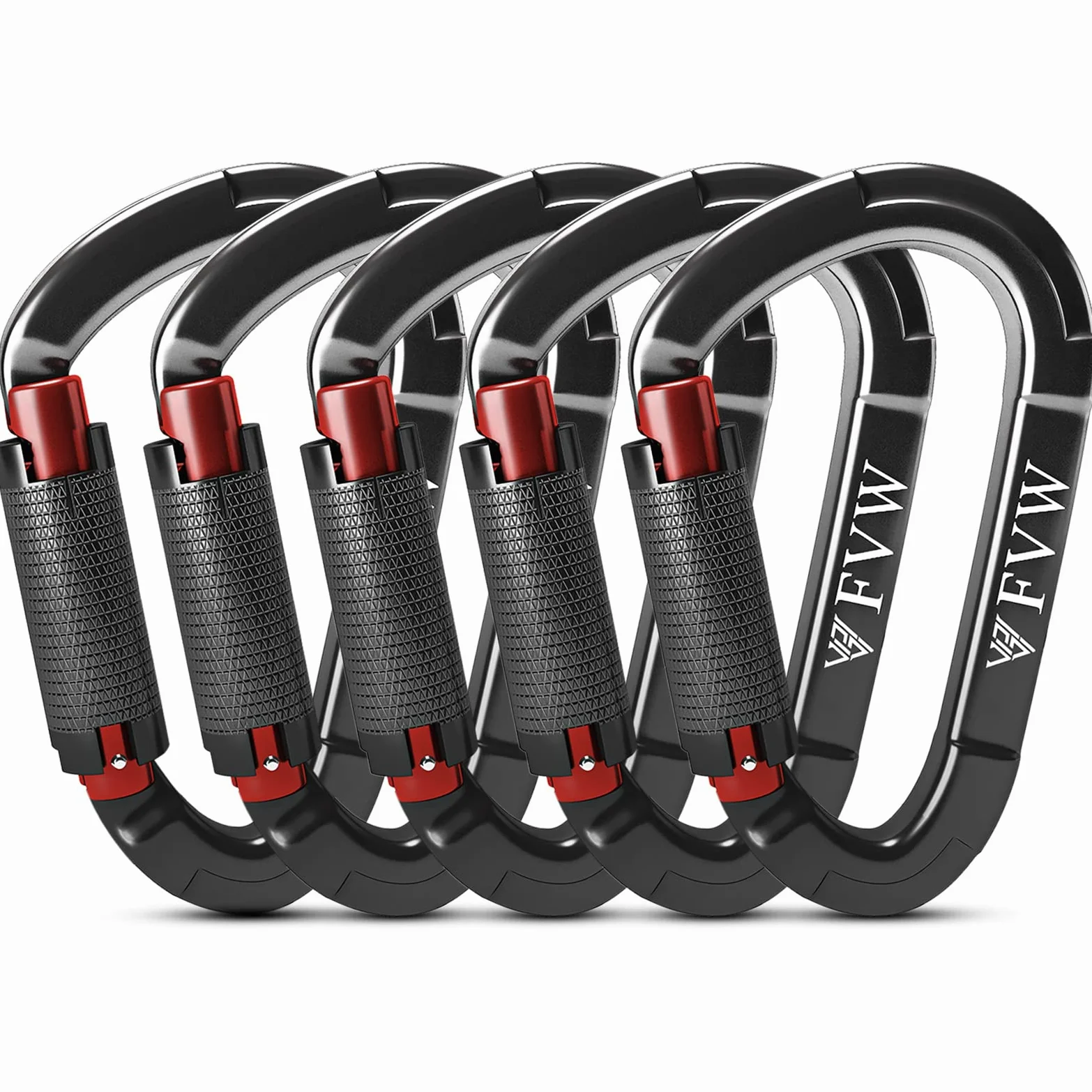 Mosquetón de Escalada con Bloqueo automático, Profesional de 25 KN (2,549.2 kg), caribeaners Resistentes para Rappel, Columpio, Rescate y Gimnasio, etc., mosquetones Grandes en Forma de D