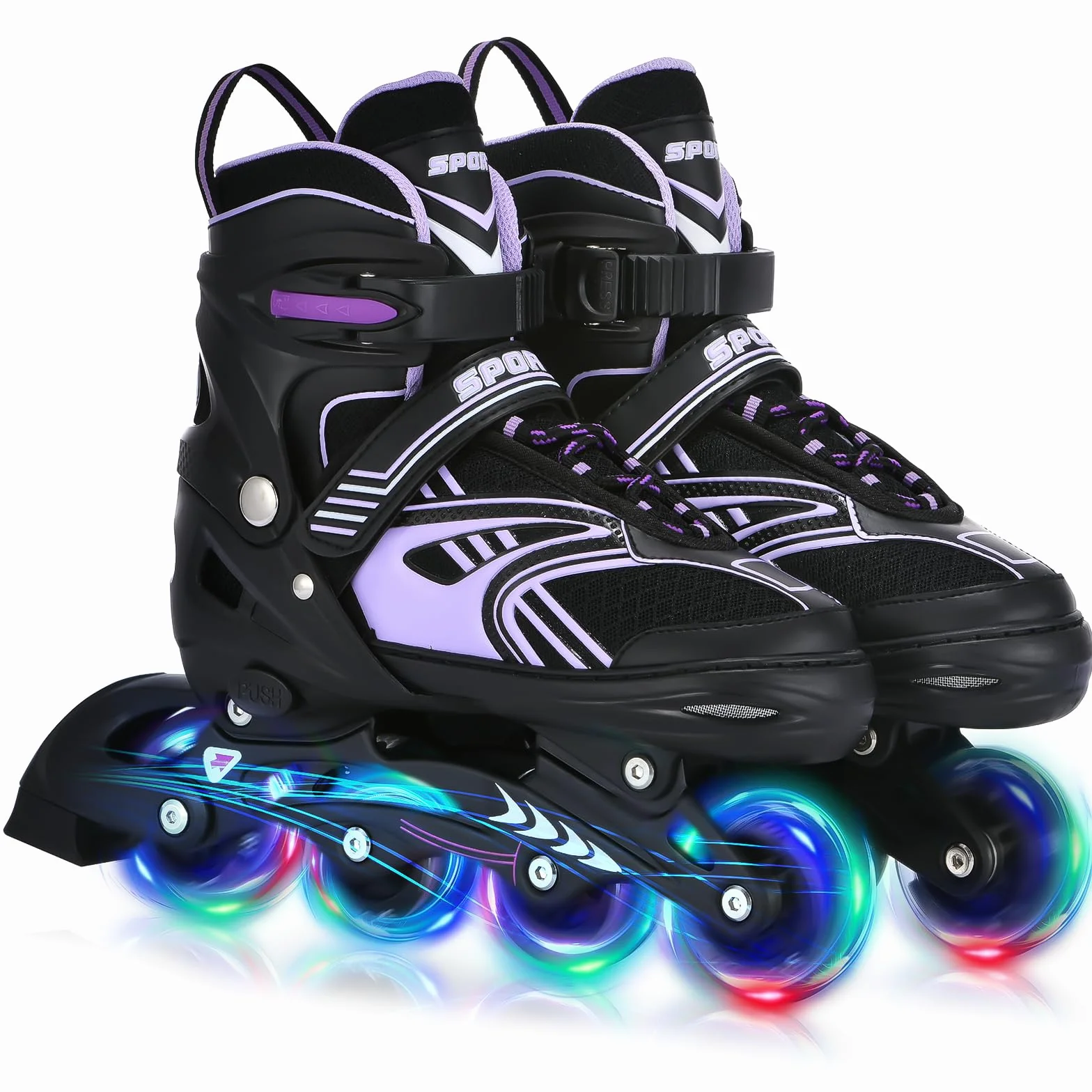 TOMSHOO Patines en Línea Ajustables para Niña Niños, Patines 4 Ruedas LED Iluminadas, Patines Línea para Niños, Niñas, Adolescentes Principiantes