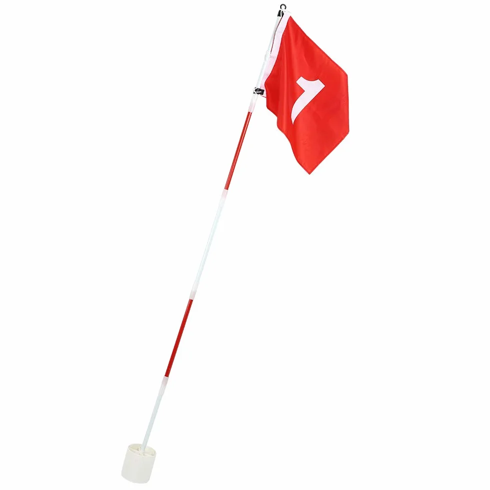 Alomejor Accesorio practicante con asta de Bandera Verde y Taza de Agujero con Bandera roja y 5 Secciones extraíbles 5 Secciones extraíble Golf Putting