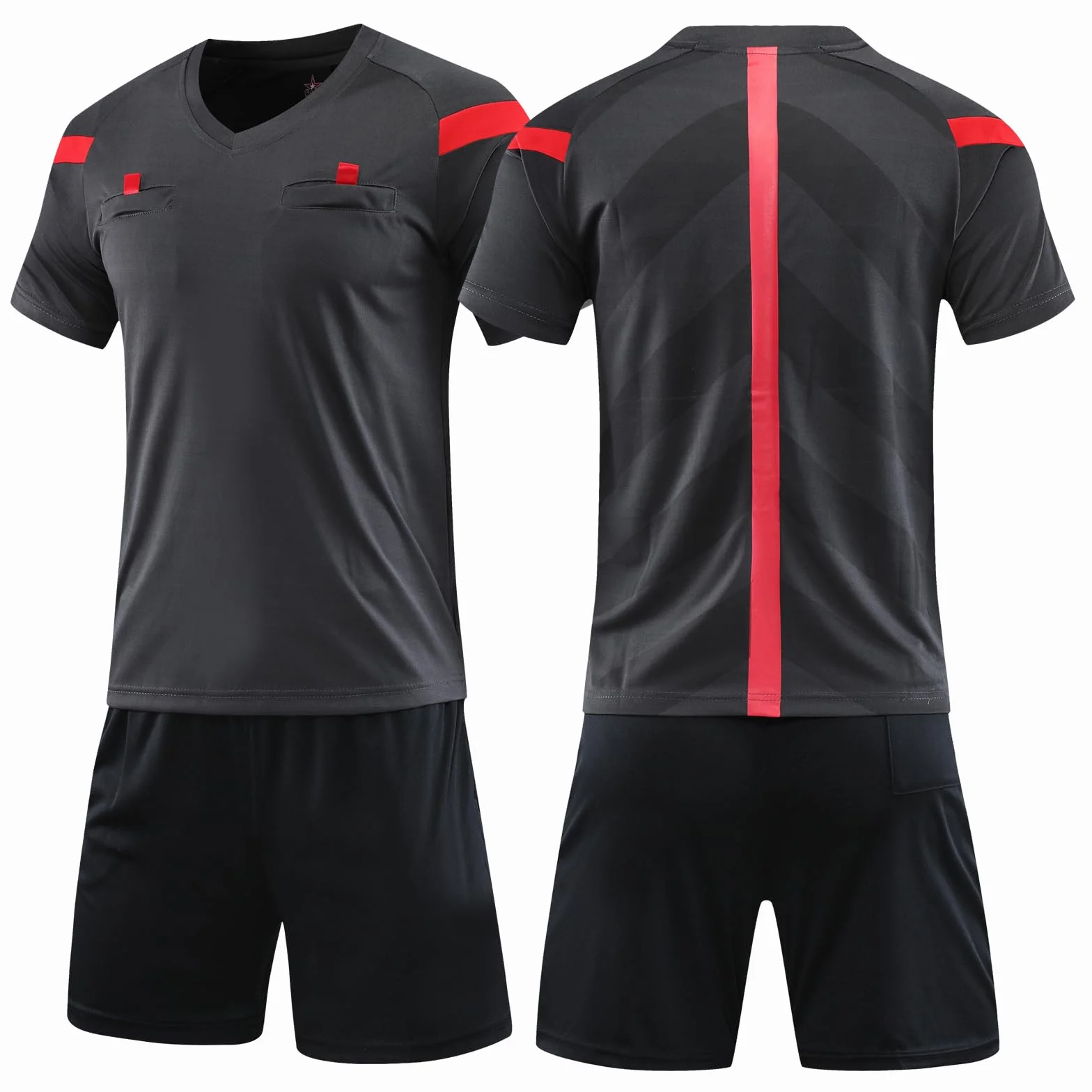 Fútbol Uniformes Árbitro Adolescentes Mens, Fútbol Árbitro Jersey Set Árbitro Ropa Uniforme Camisa Pantalones cortos