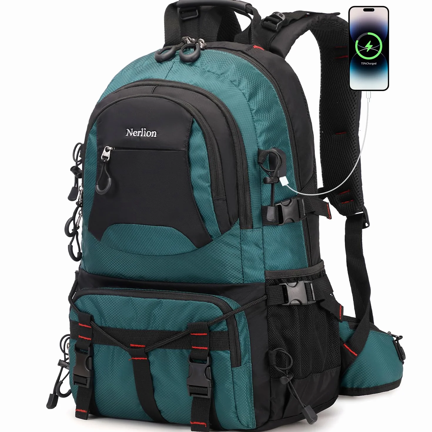 Nerlion - Mochila de senderismo de 40 L, mochila de viaje para hombres y mujeres, impermeable, para exteriores, senderismo, mochila ligera