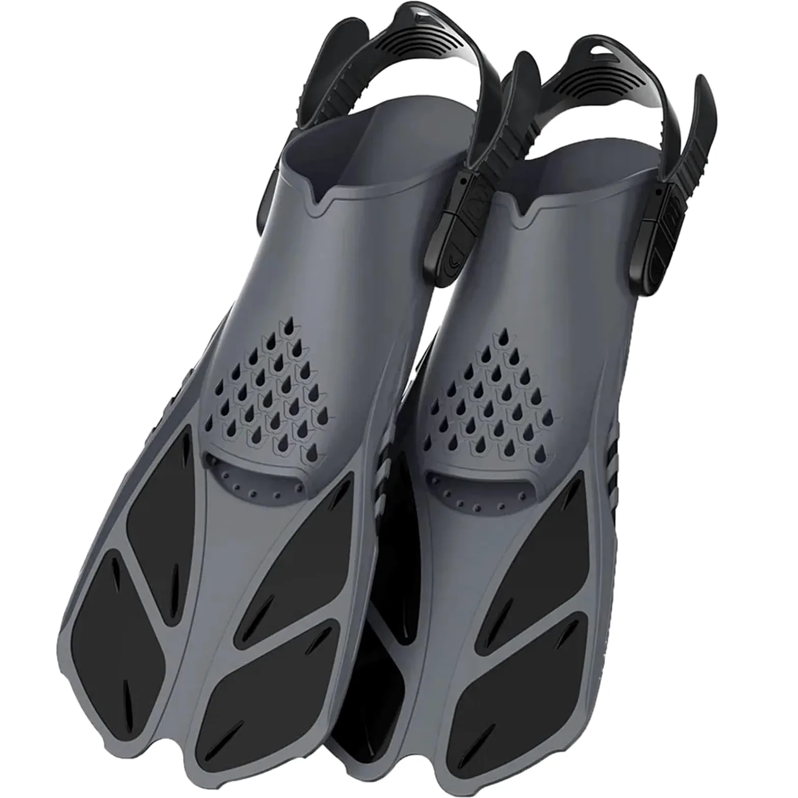 Aletas de Entrenamiento Aletas de Snorkel con Hebillas Ajustables, Aletas natación, Zapatos Buceo Cortos Silicona, tacón Abierto, tamaño Viaje for Adultos para Entrenamiento Acuático