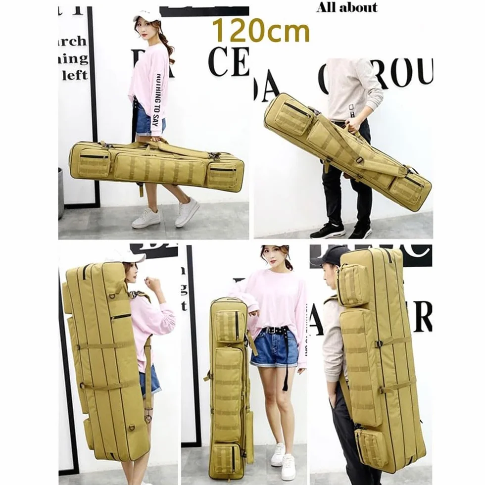 Bolsa táctica para Rifle, Fundas De Rifle para 2 Rifles Y 2 Pistolas,para Rifle para Caza Campo De Tiro,Bolsa para Armas Largas De Estilo Militar,Articulos De Caza Khaki,120cm