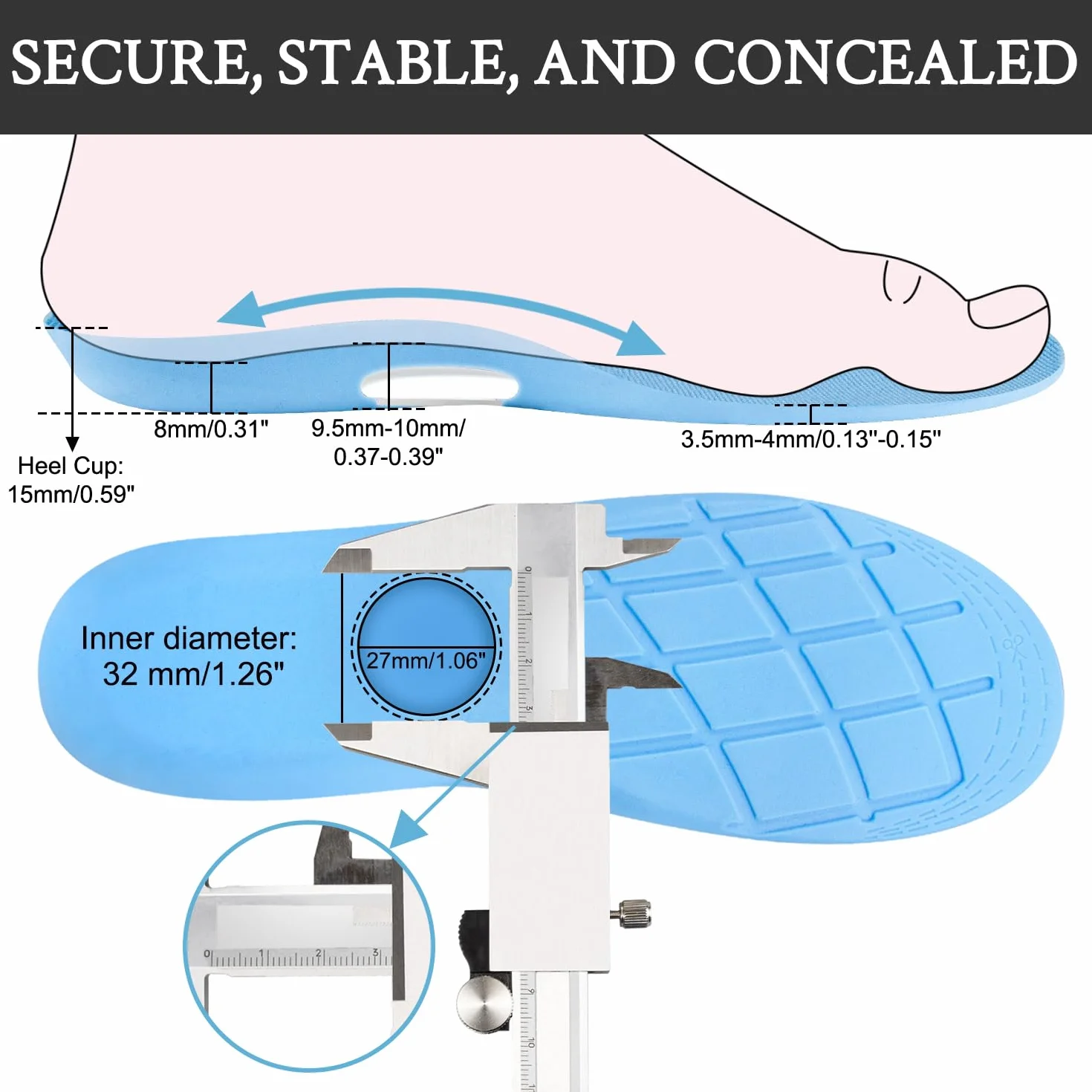 Endoto Plantillas para Airtag para Zapatos, Shoe Insoles Plantilla para Air Tag Holder - Azul, 170mm