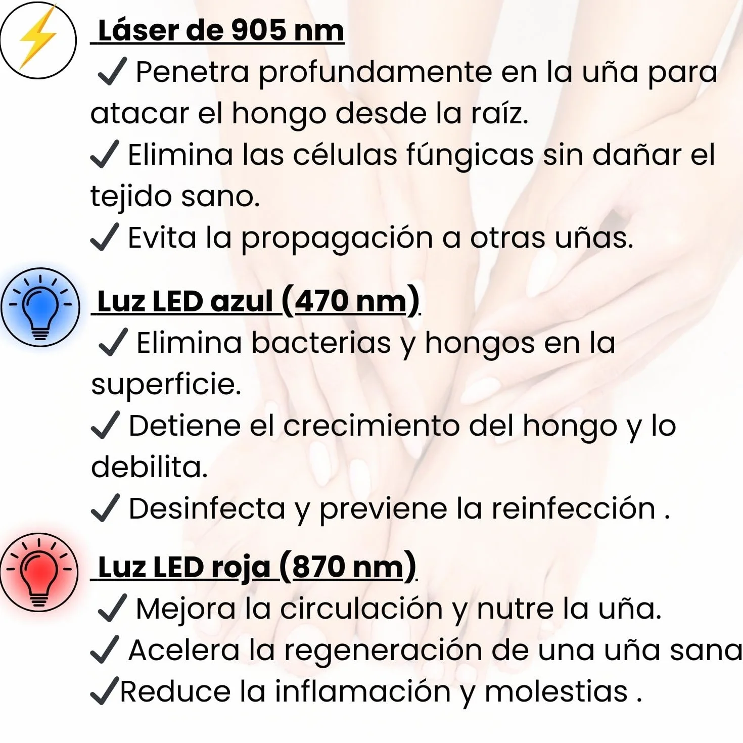 Tratamiento Hongos Uñas Pies Láser Onicomicosis Antifúngico Eliminar Micosis (Negro)