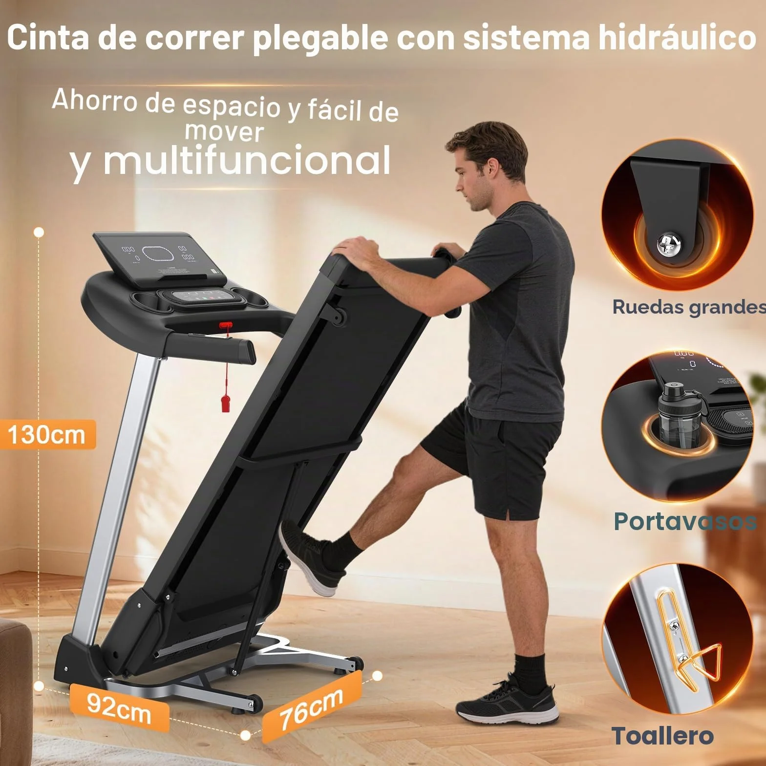 Kitopa Cinta de Correr Profesional Plegable de 7 CV con Niveles de inclinación del 18%, 20 KM/H (12 MP/H), Compatible con App, Capacidad de Peso 180 kg, Pantalla LED, Sensor de