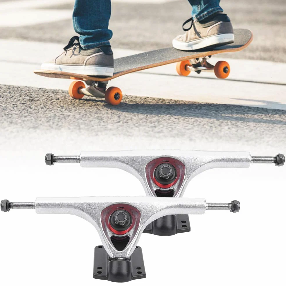 Tiiyee Eje de Monopatín, Longboard Camiones Patinar Aleación Aluminio Longboards Trucks Skateboard Truck Transmisión Skate Trueno Pulido Ejes Monopatines para Accesorio Monopatíns(Plata)