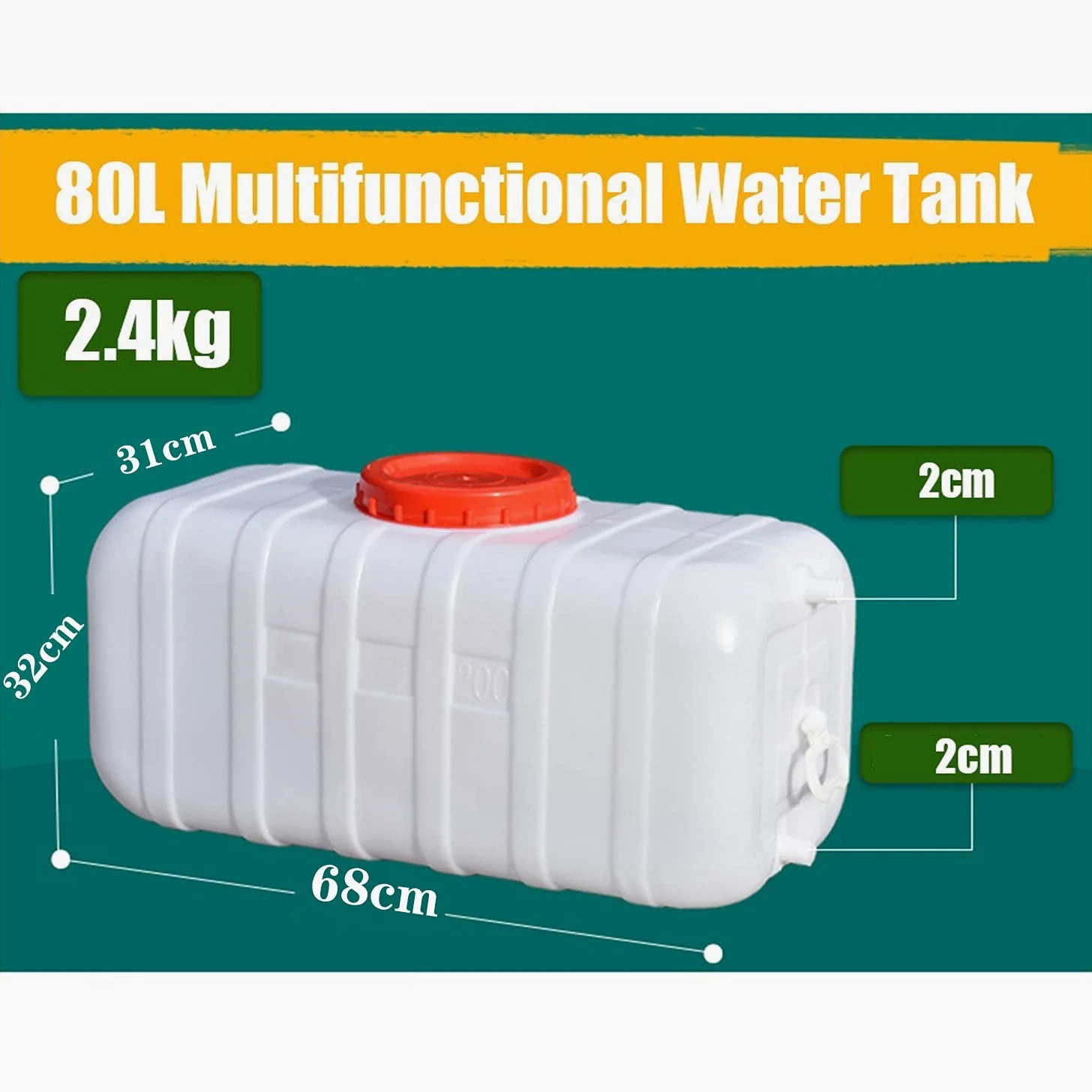 Grande Cubos De PláStico De Calidad Alimentaria con Grifo Gran Capacidad Contenedores Tanques De Almacenamiento De Agua DoméSticos Rectangular DepóSitos De Agua(Size:80L)
