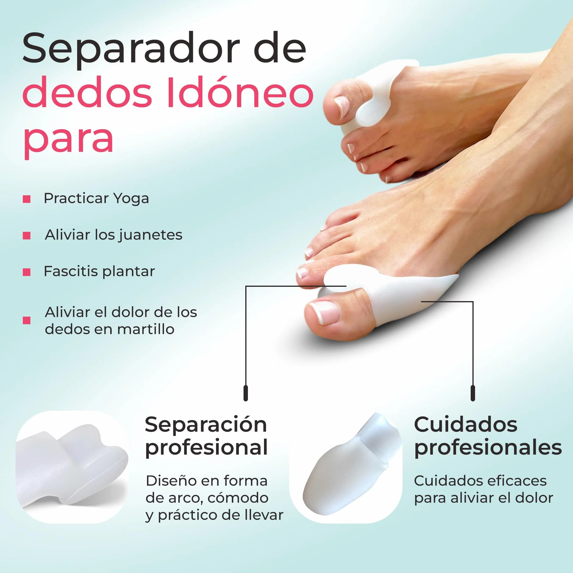 Almohadilla Metatarsiana Separador Dedos Pie Corrector Juanetes Hallux Valgus Dedos Superpuestos Libre BPA
