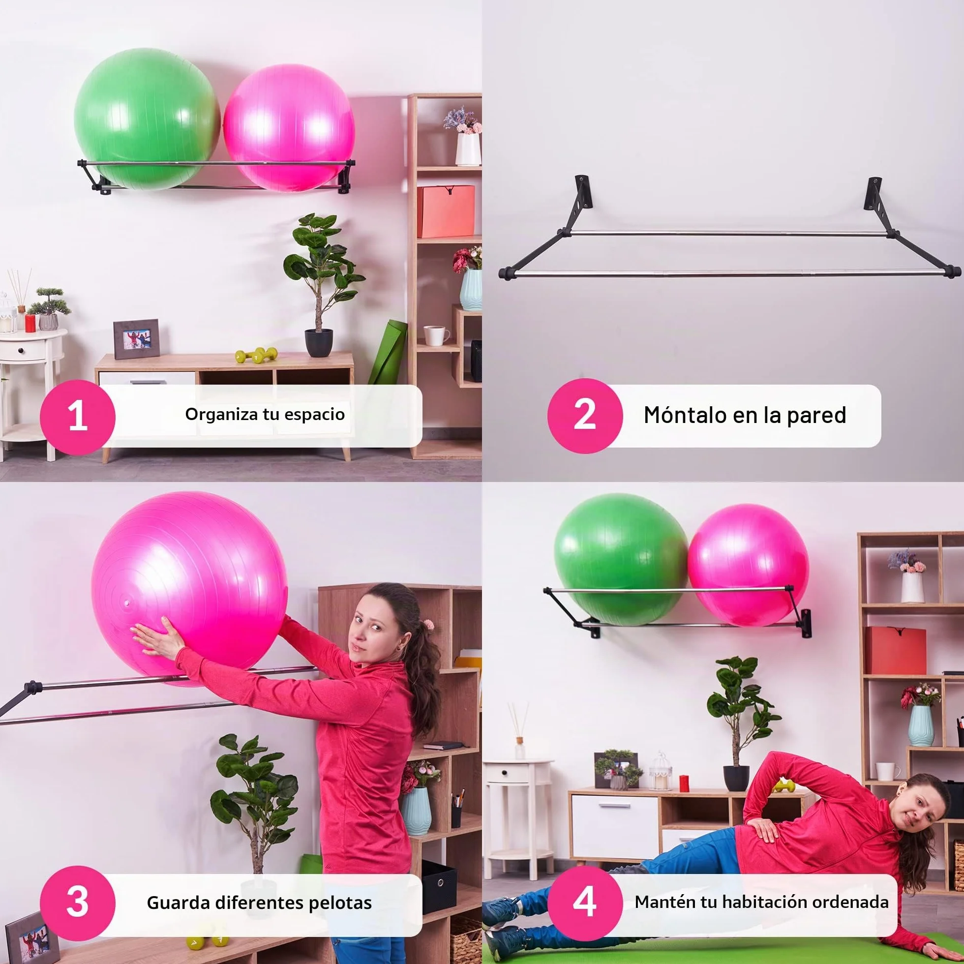 Soporte De Pared Para Pelotas De Ejercicio | Colgador De Pelotas | Para Pelotas De Yoga, Pelotas De Fitness | Soporte Pelotas Pilates Pared | Soporte Balon Futbol | Soporte Balon de Pilates