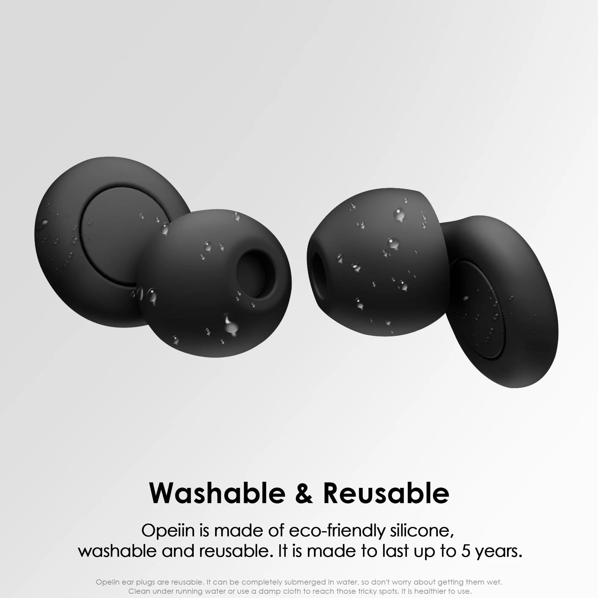 OPEIIN Tapones Oídos Ruido Dormir Silicona flexible reutilizables 28dB SNR Negro XS/S/M/L