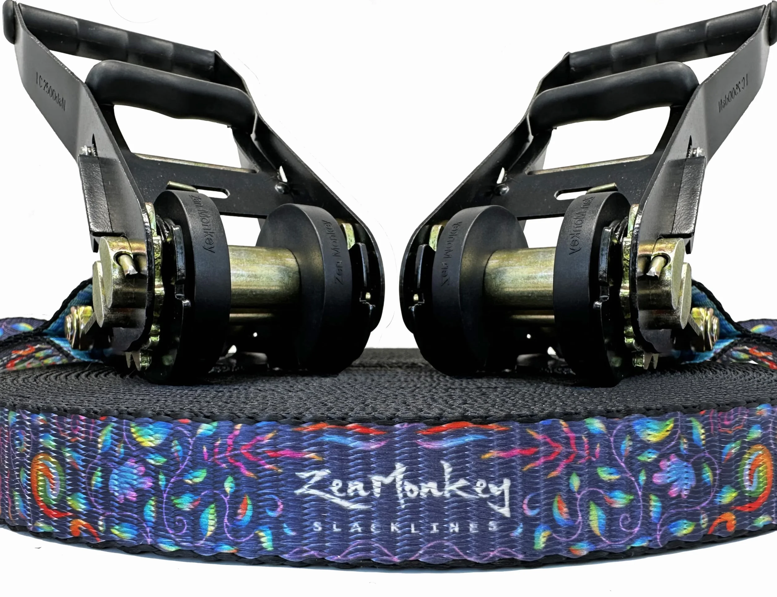 ZenMonkey - Kit de Cuerda Floja de 1 Pulgada con Sistema de trinquete Doble, Correas de Dos Tonos, Protectores de árboles y Bolsa de Transporte