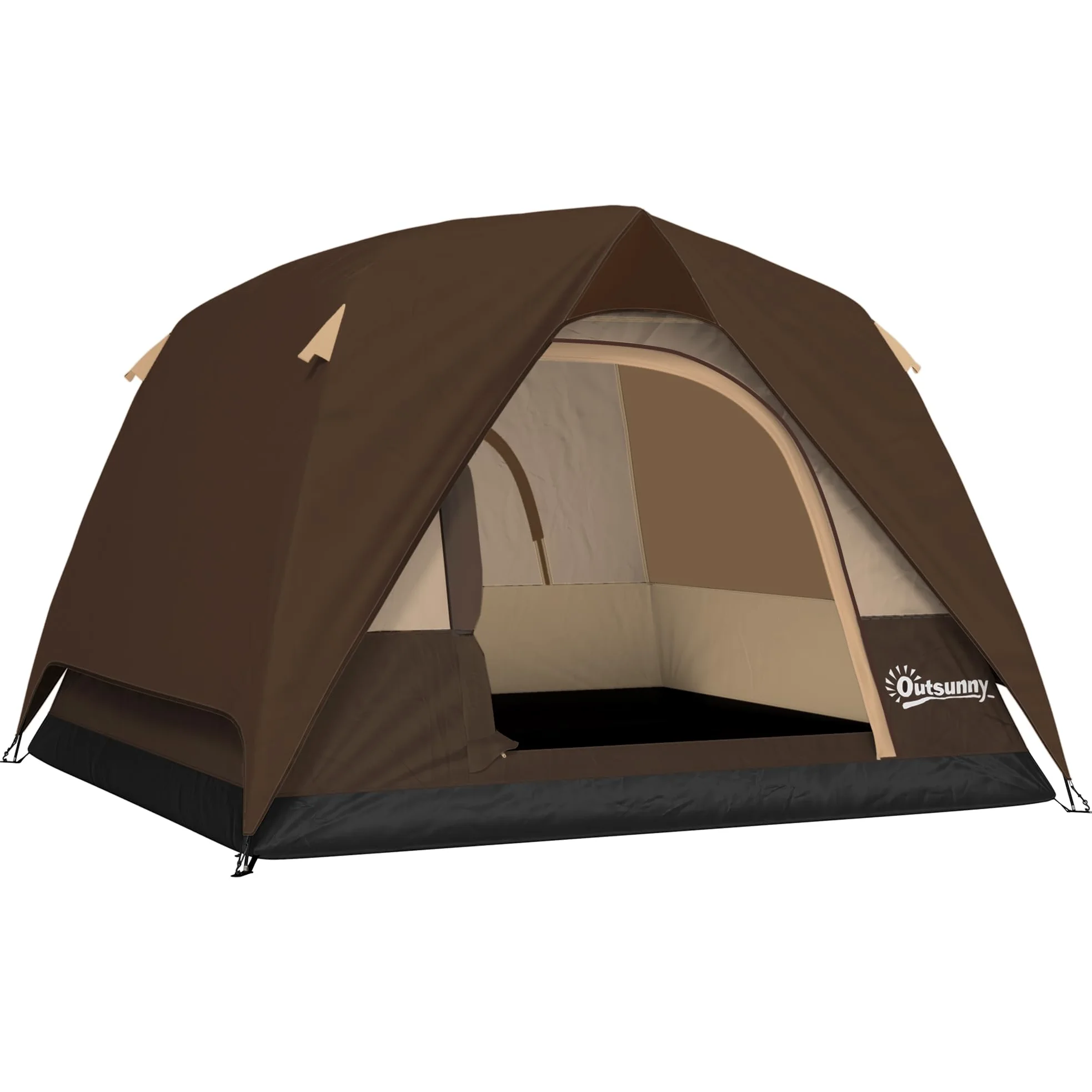 Outsunny Tienda de campaña para 3 a 4 Personas, Tienda de campaña Impermeable de fácil instalación con Base Cosida, Ventanas de Malla, Bolsillo y Gancho para Camping, Senderismo, mochileros