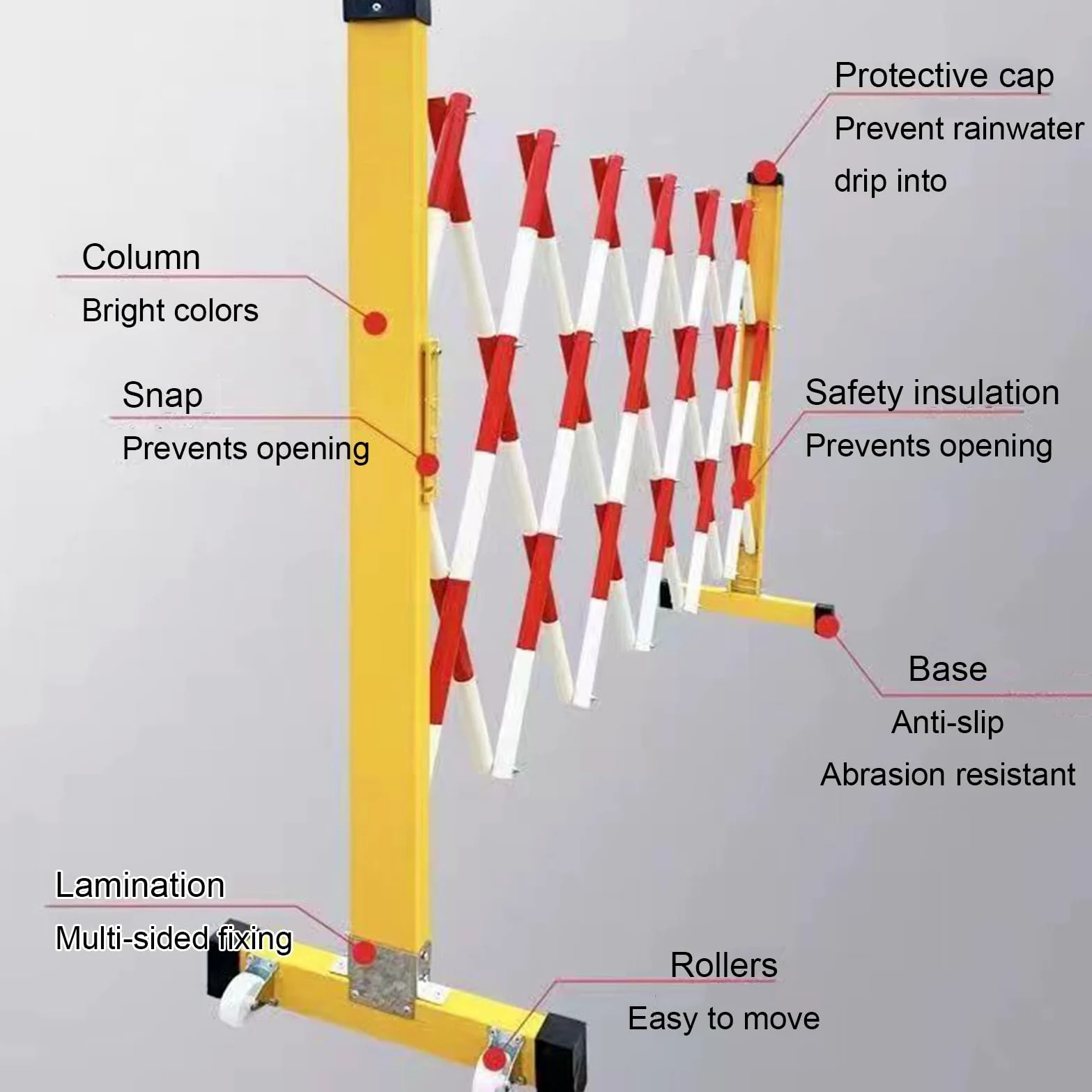Barricada metálica Extensible, Barrera de Seguridad móvil, Valla de tráfico Ajustable, Barrera de tráfico retráctil para Patio, Piscina, Tienda, Ahorro de Espacio, Rojo y Blanco,Red+White-1.2x1m