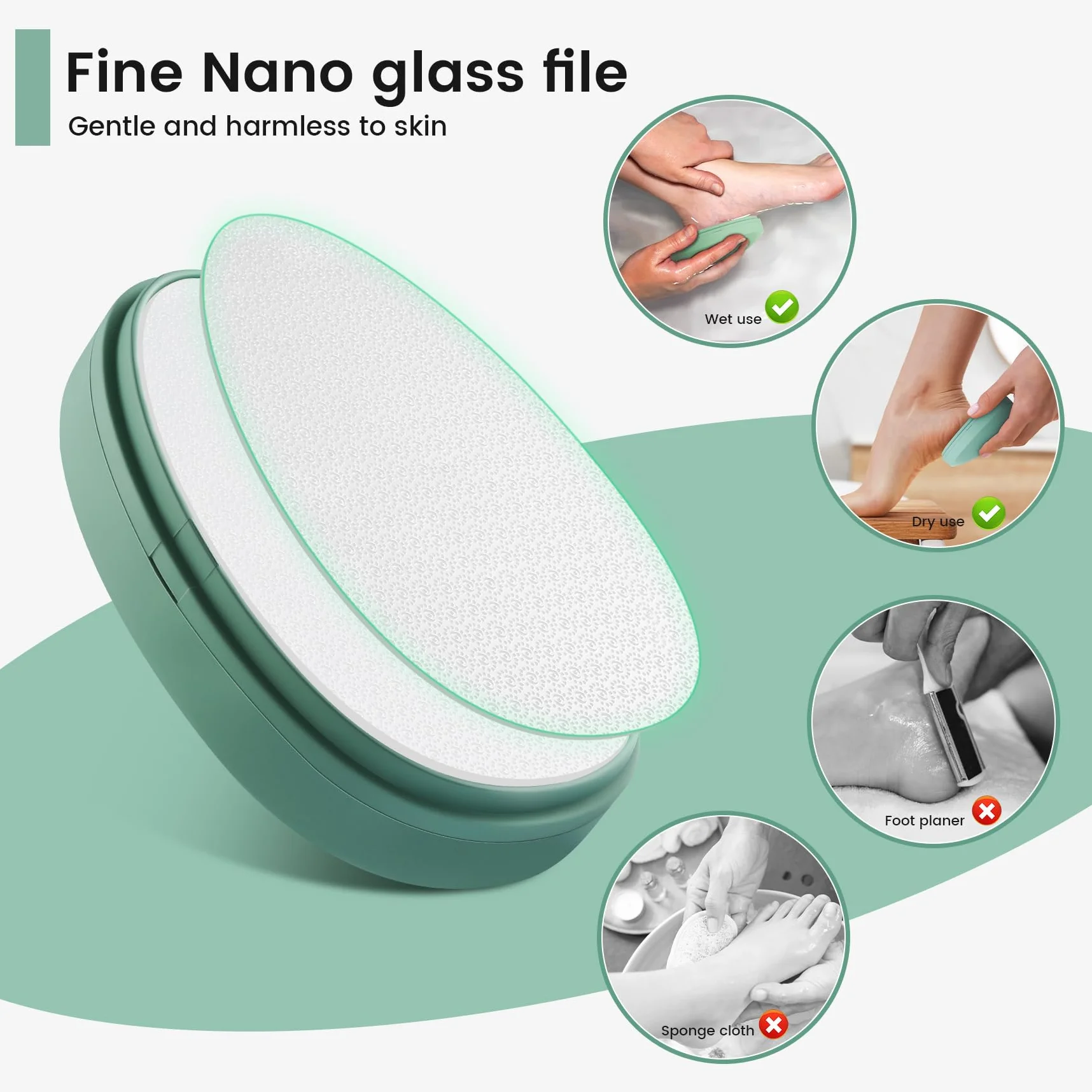 BEZOX Lima de pies y removedor de callos de nanovidrio 2 en 1 - Eliminación suave de durezas