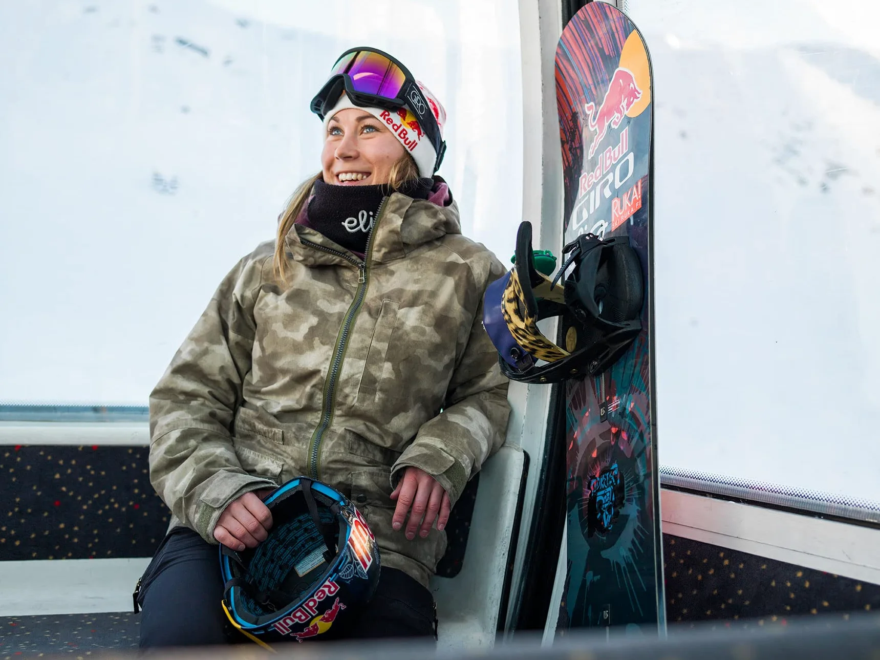 Giro Dylan Asian Fit - Gafas de snowboard para mujeres y jóvenes, correa blanca con lentes amarillos/rosa ámbar