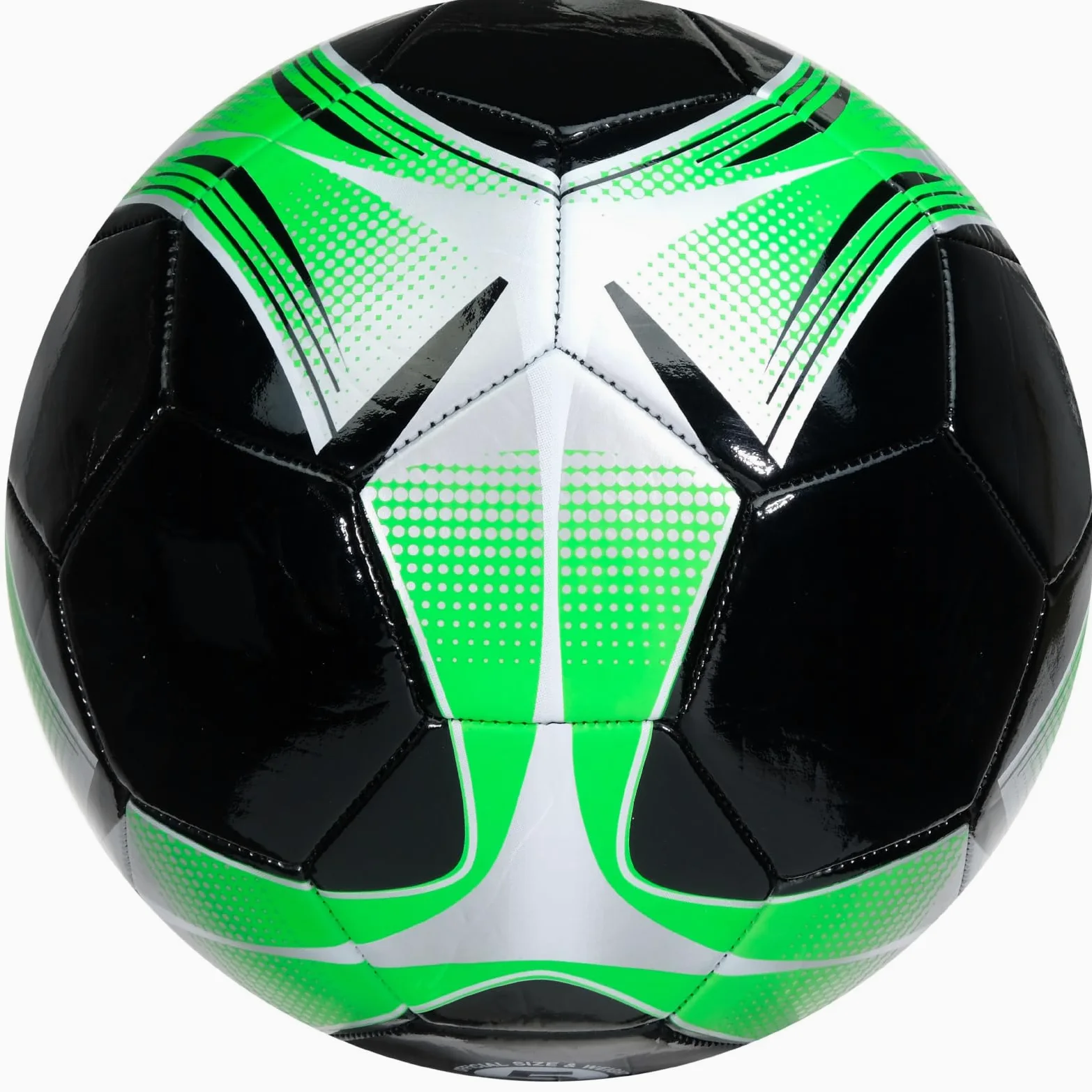 Xcello Sports Balón de fútbol (negro/verde/plata, blanco/verde/plateado) con bomba, tamaño 3, 4 o 5 y 2, 6, 12 o 24 paquetes