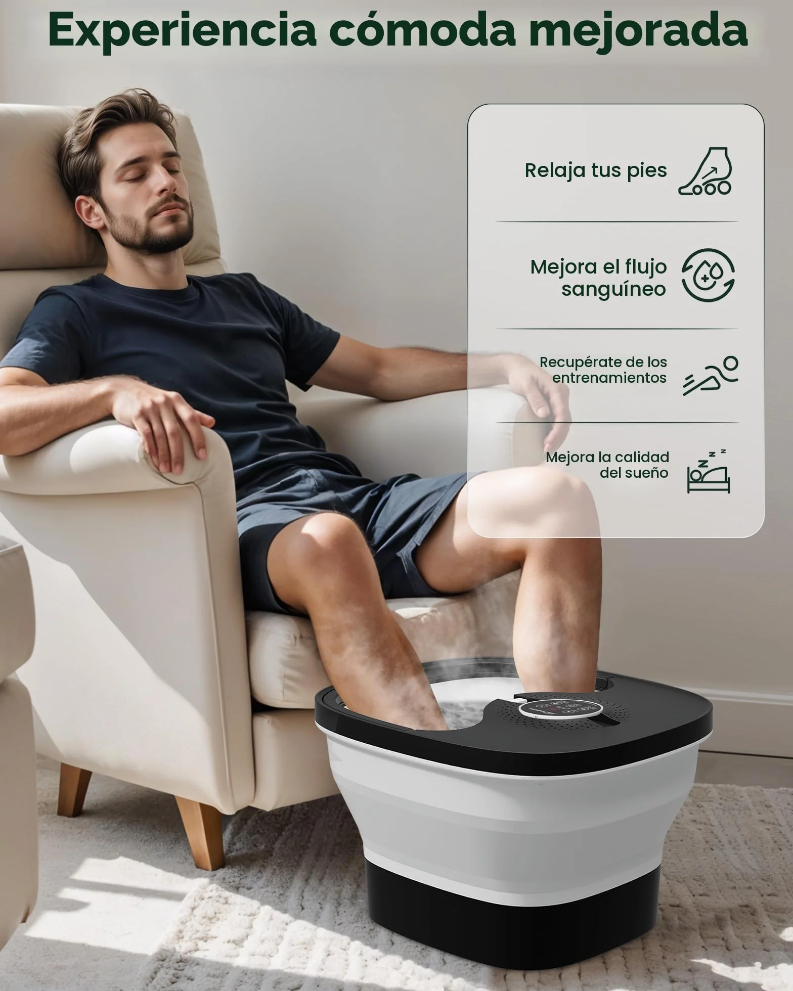 Snailax Bañera Spa Masajeador de pies con calor, Mando a distancia, Shiatsu, Plegable
