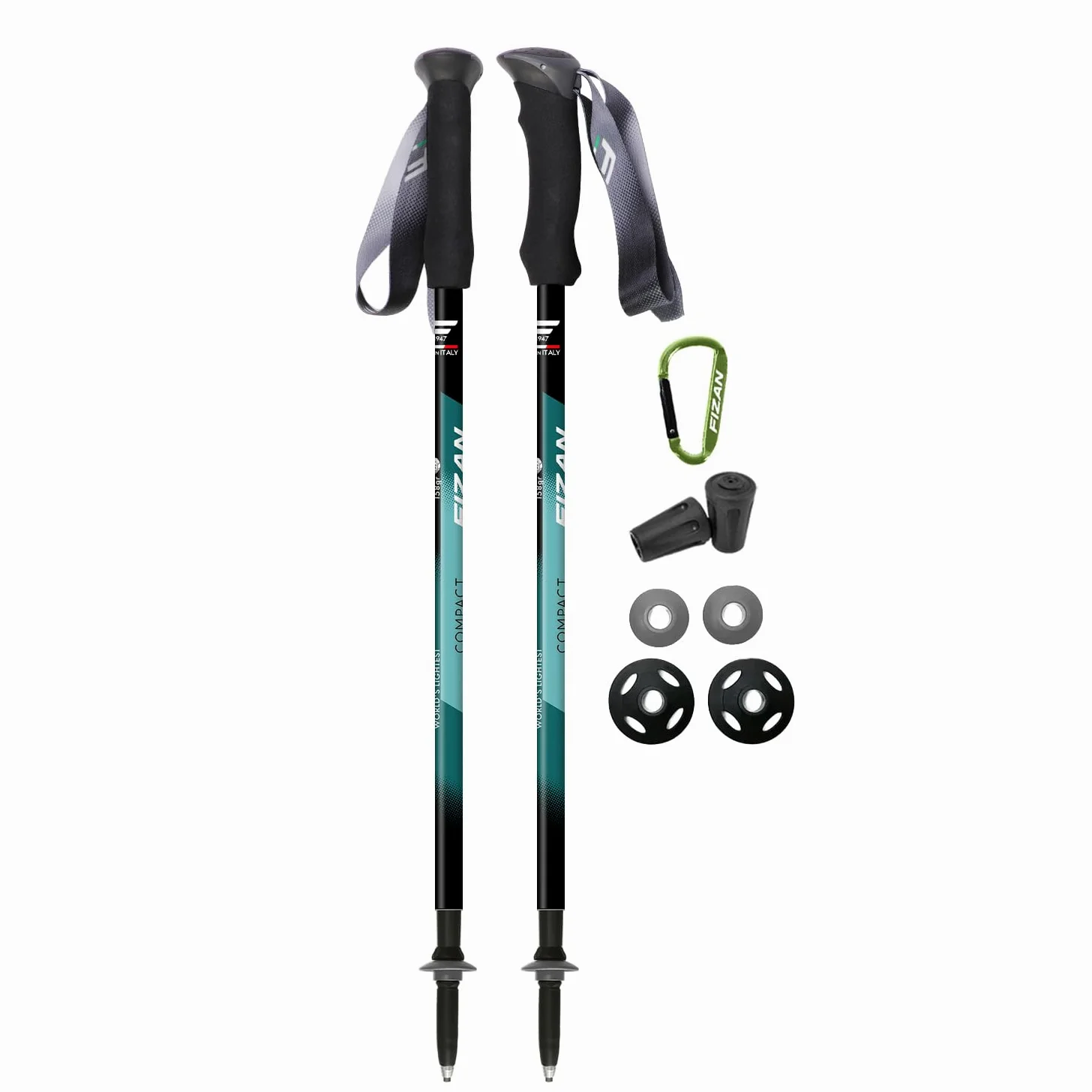 Fizan 3 Bastones de Senderismo compactos – Bastones de Senderismo ultraligeros de 5.6 onzas, para mochileros, Ajustables, Plegables, Ajuste Personalizado, agarres de EVA, Bastones de Aluminio