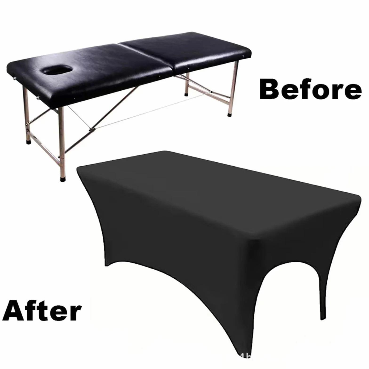 Highdi Sábana Bajera para Camilla de Masaje 183x76x74 cm Negro