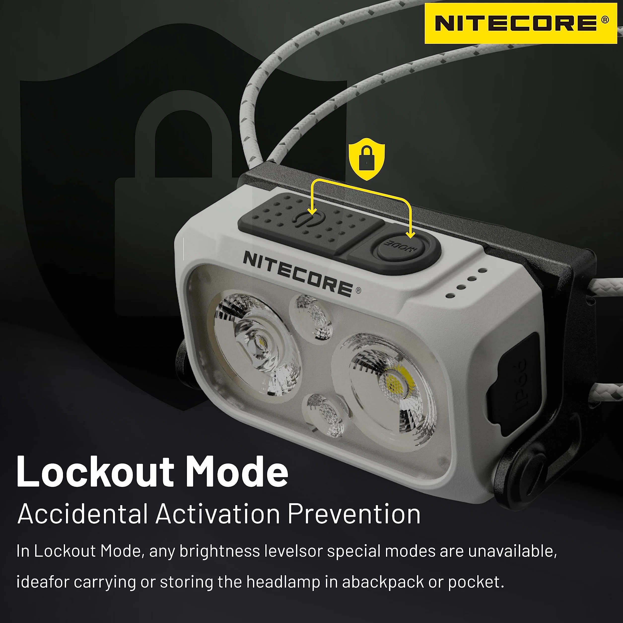 Nitecore NU21 Linterna frontal 360 lúmenes con doble haz USB-C Amarillo