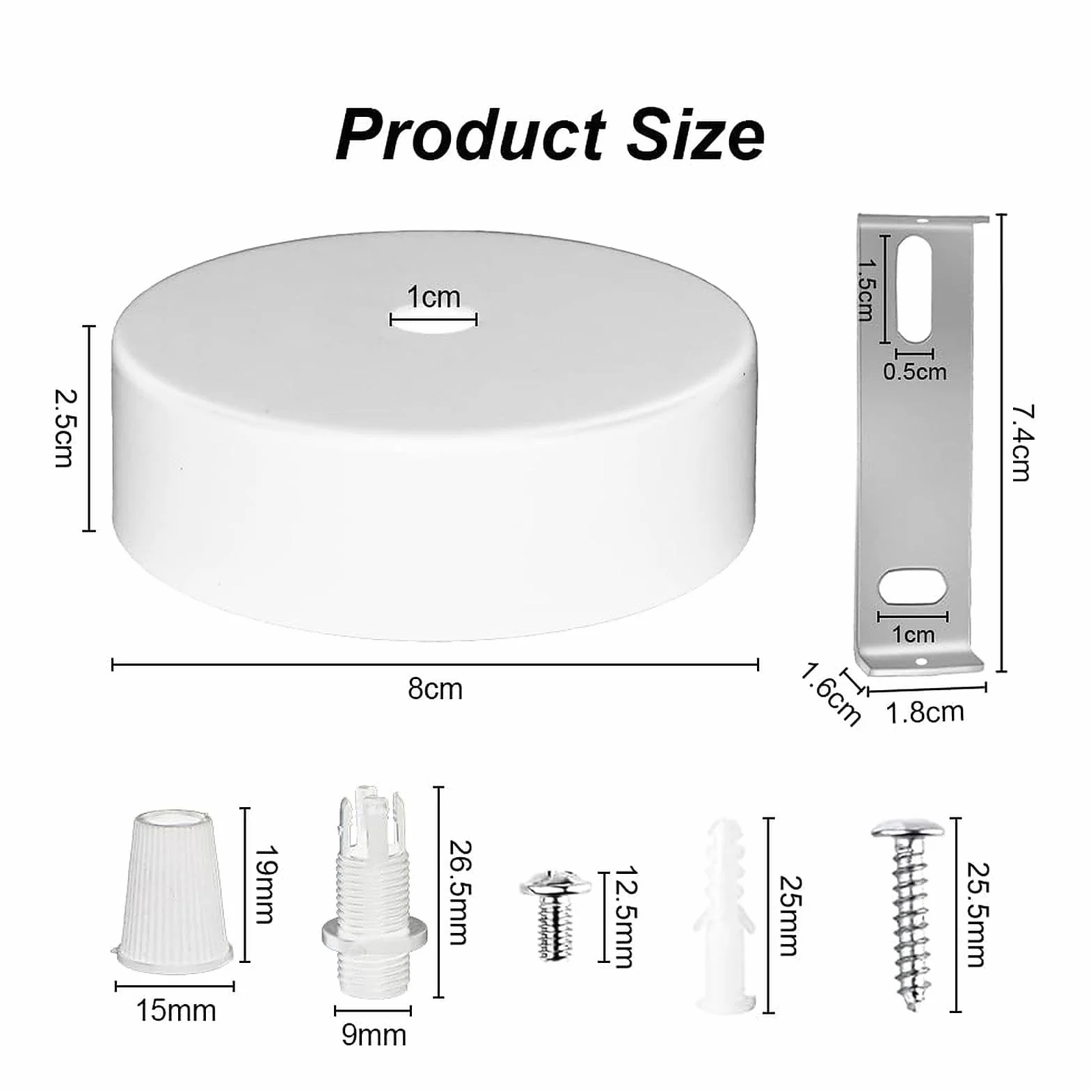 Rosetón Lampara Techo Blanco 80 x 25 mm Metálico 2 Piezas