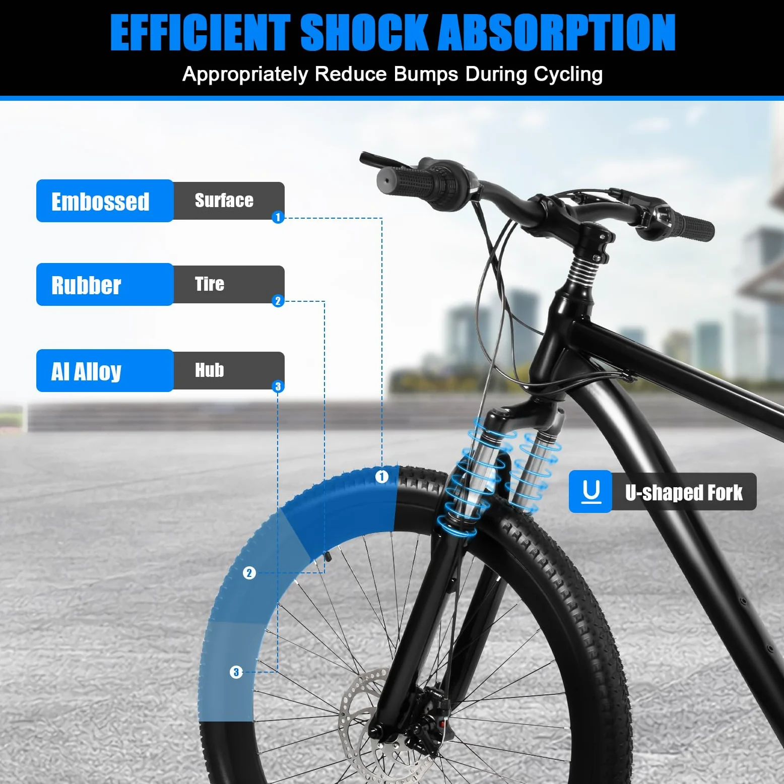 Bicicleta de montaña de 26 pulgadas, bicicletas de 21 velocidades, acero al alto carbono, para adultos, para uso diario, viajes al aire libre, hasta 150 kg, color negro