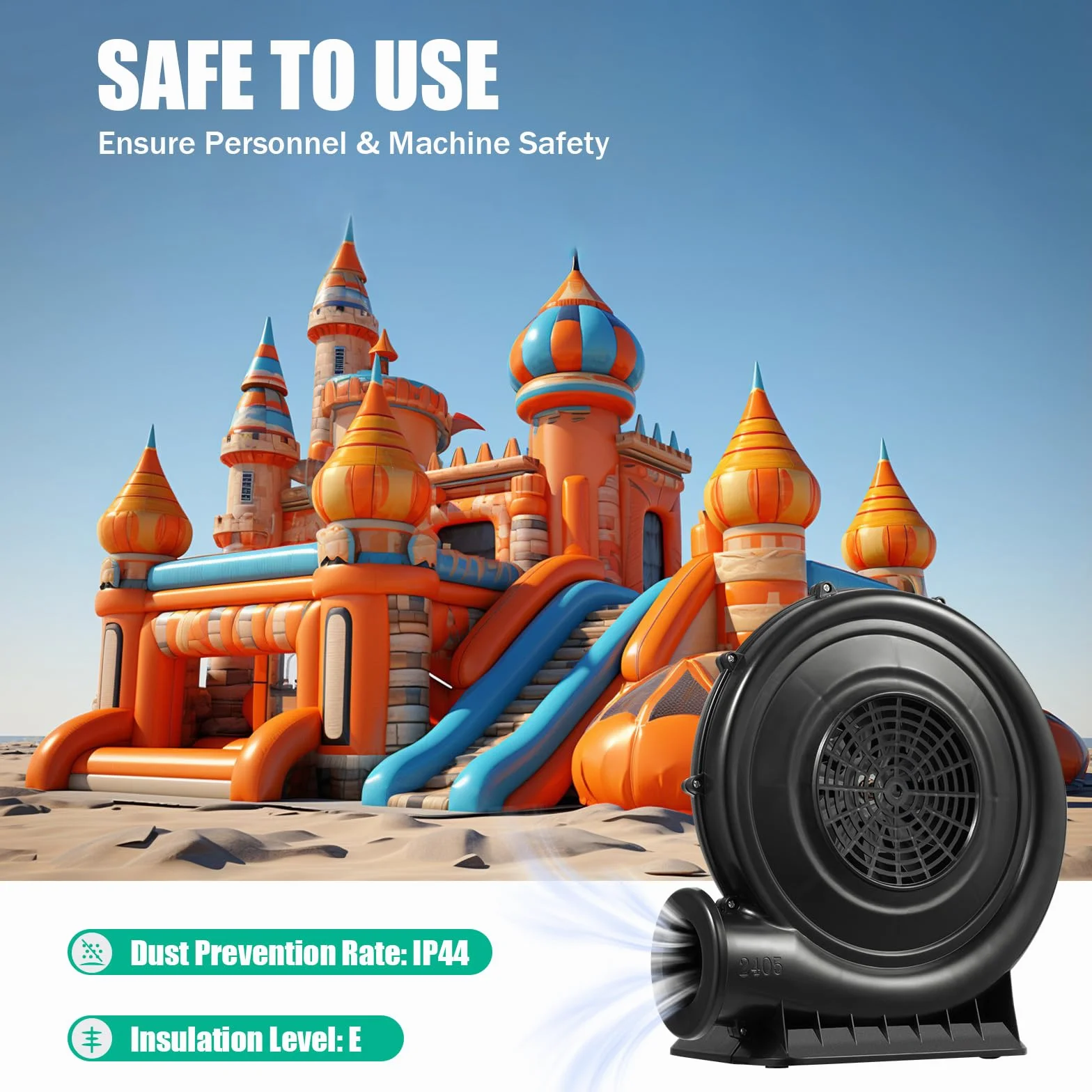 Soplador de alta presión 370 W, castillo hinchable, bajo ruido, ventilador permanente para juguetes inflables, máquina de viento, soplador de aire, bomba de aire