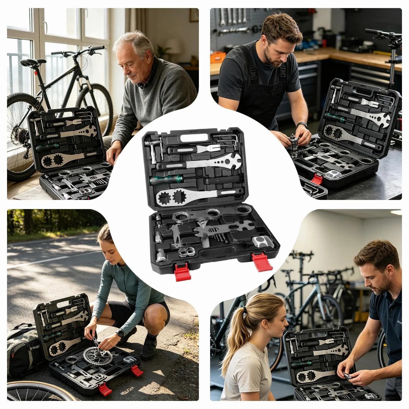 Kit Herramientas Bicicleta Destornillador De Alta Resistencia Con Estuche | Kit reparación para bicicletas Para Cadena, Freno, Sillín, Neumático, Taller Y Garaje