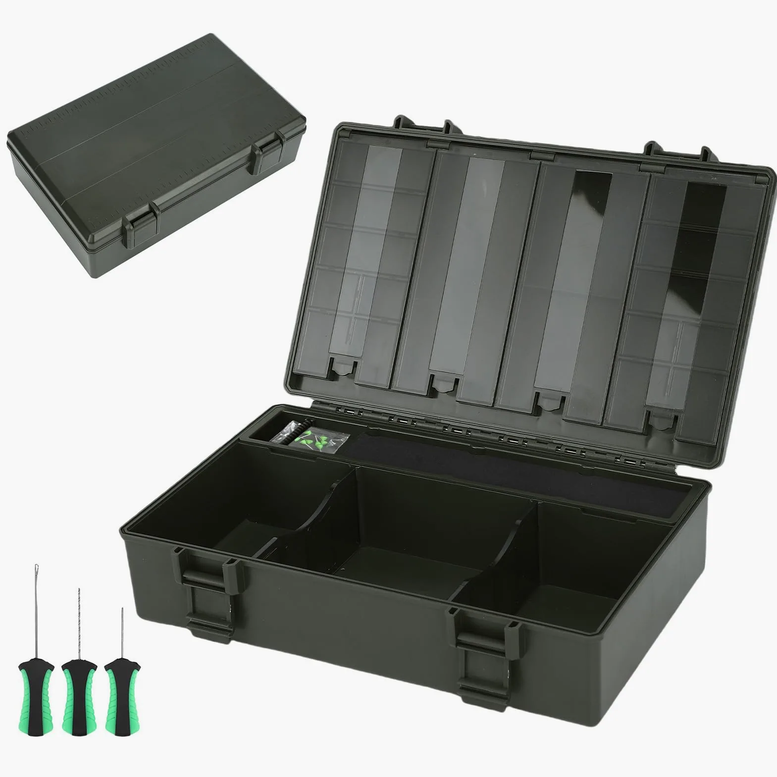 Caja de Aparejos de Pesca Organizador Multifuncional con Báscula para Almacenamiento de Equipos de Pesca de Carpa ABS + PC 258x172x75mm (Caja de almacenamiento de multifuncional)