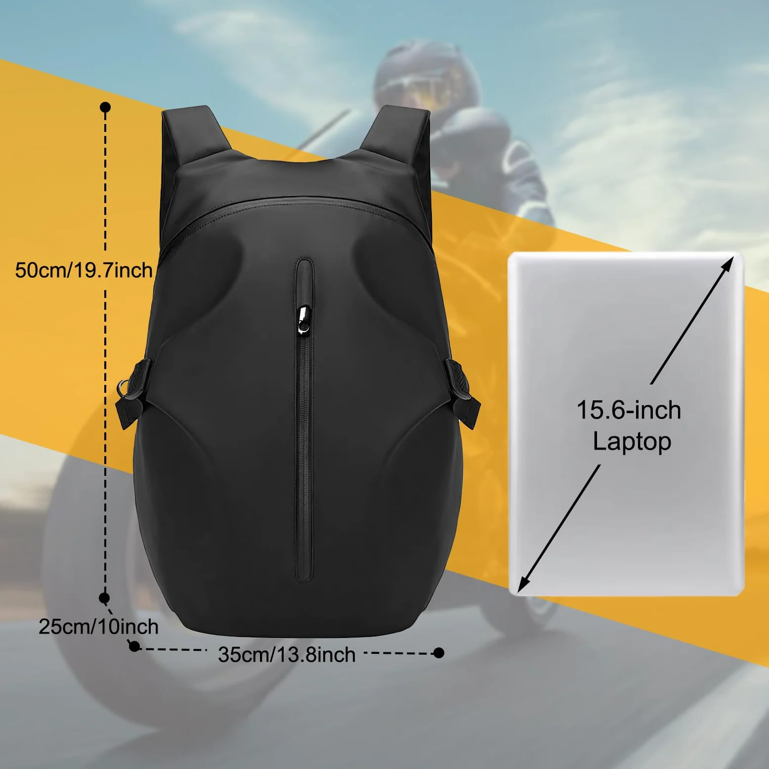 Mochila de motocicleta resistente al agua con compartimento para casco, mochila de viaje para ciclismo, mochila para laptop de negocios, mochila escolar ligera casual negra