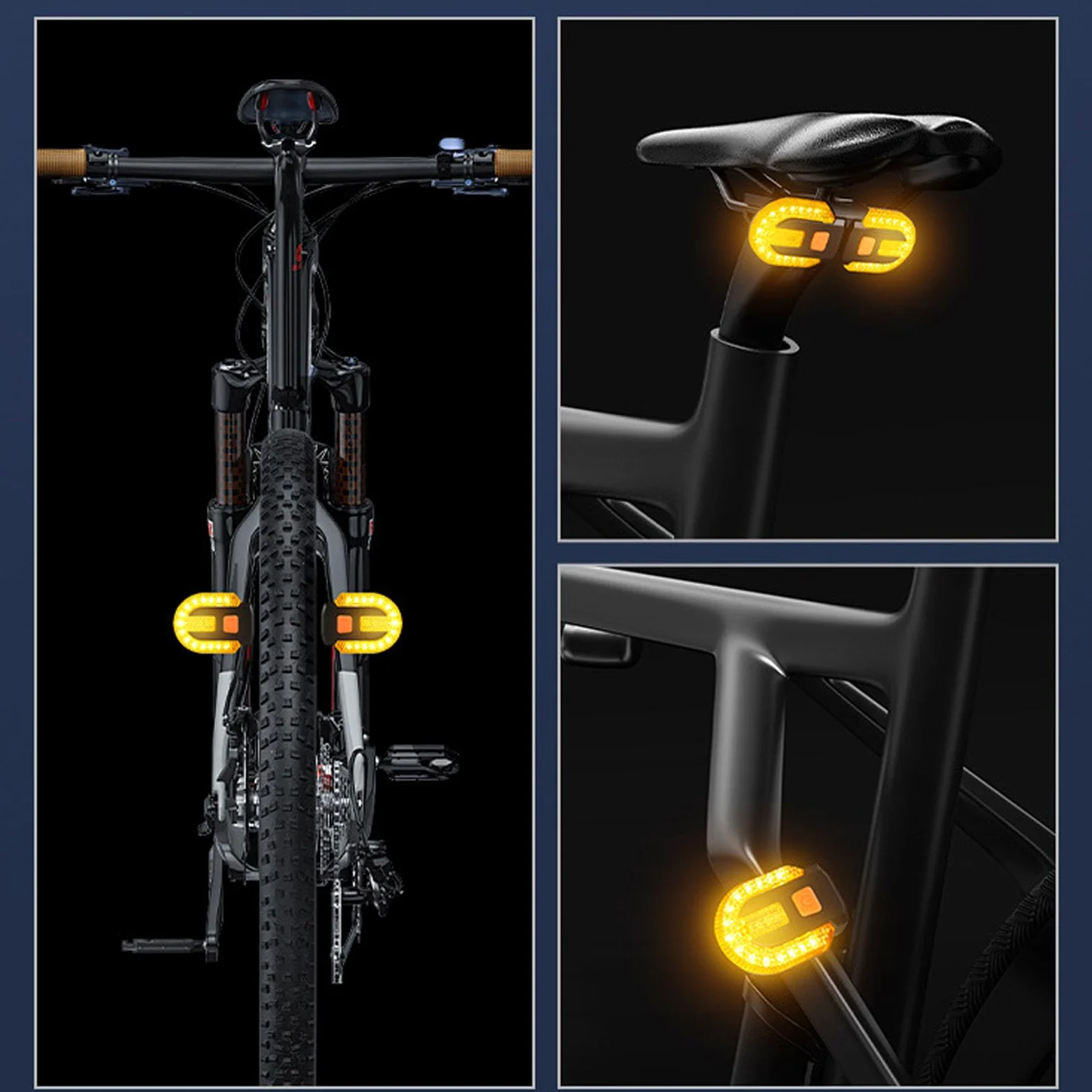 VGEBY Señales de Giro para Bicicleta, 2 Pares de Luces Traseras LED Recargables por USB con Control Remoto, 5 Modos para Bicicletas de Montaña y Carretera de Noche