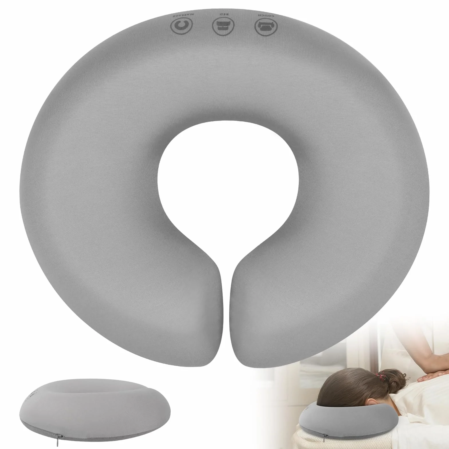 Foreverup Almohada de Masaje Boca Abajo, Reposacabezas Cama, Cojín Facial U-Forma