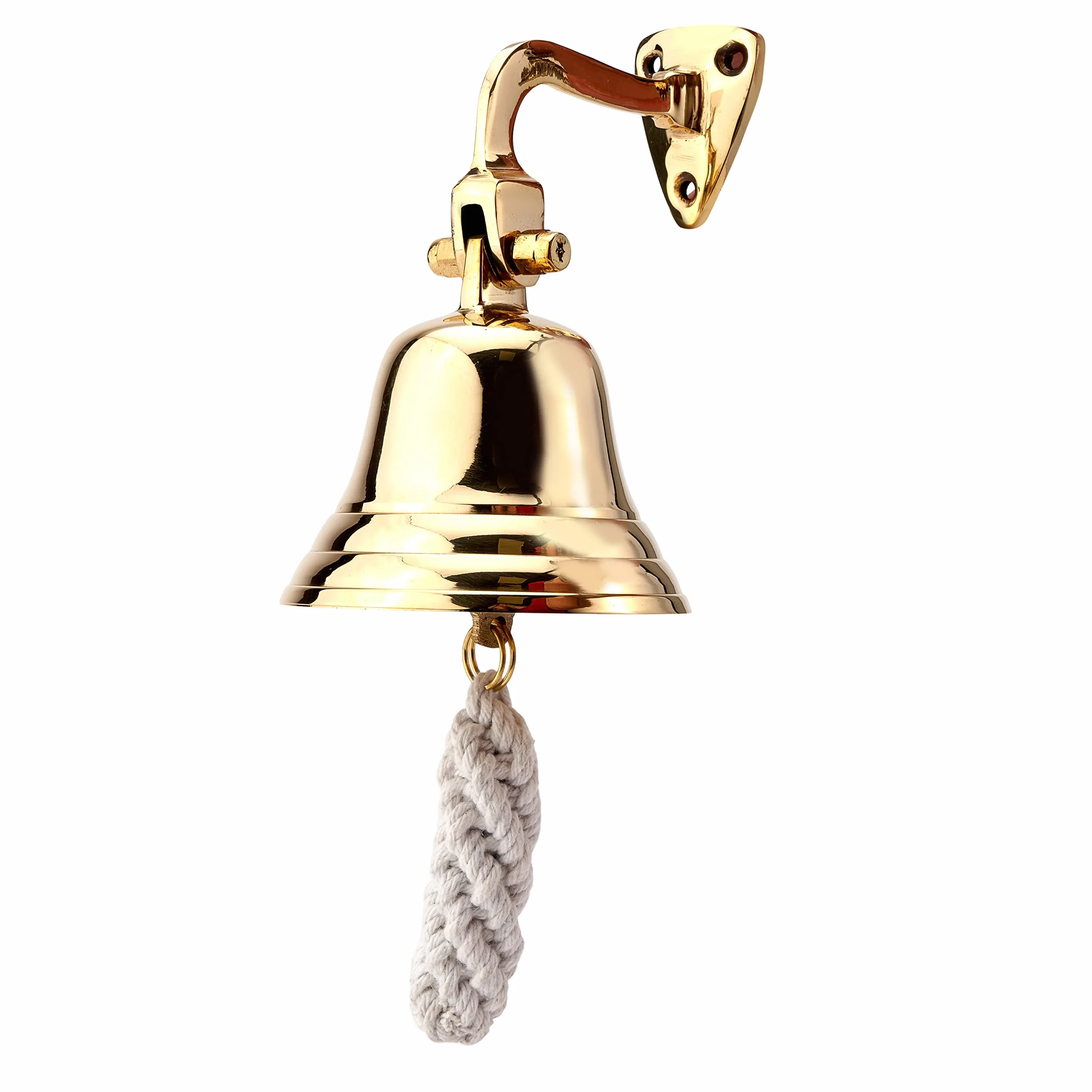 NKlaus Campana de barco de latón dorado con soporte de pared y cinta, diámetro de 7,5 cm, diseño ligero 11573
