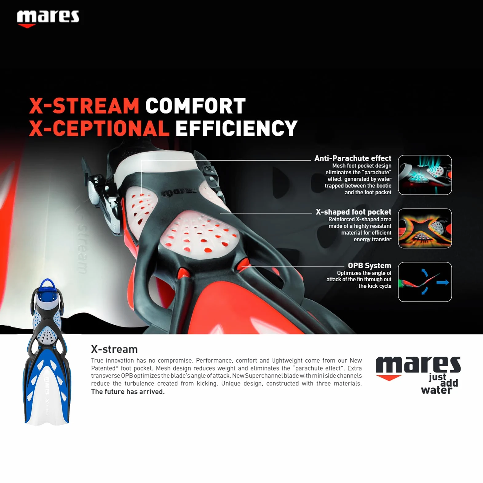 Mares Aletas de Buceo Unisex para Adultos X-Stream Bn.