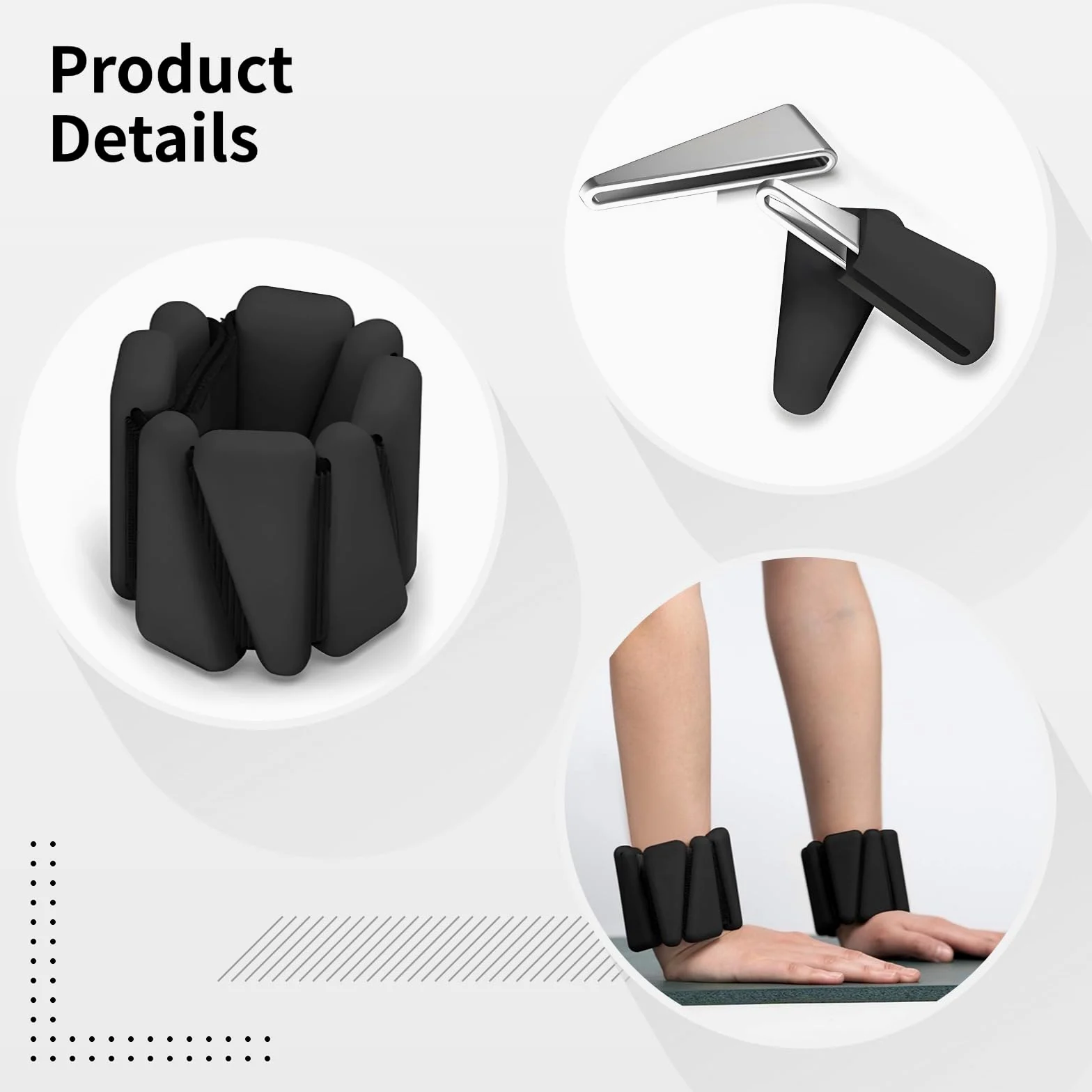 Pesas de muñeca ajustables, pesas de tobillo de silicona y metal para mujer, bandas de fitness para pilates, yoga, correr y entrenamiento de fuerza, juego de 2