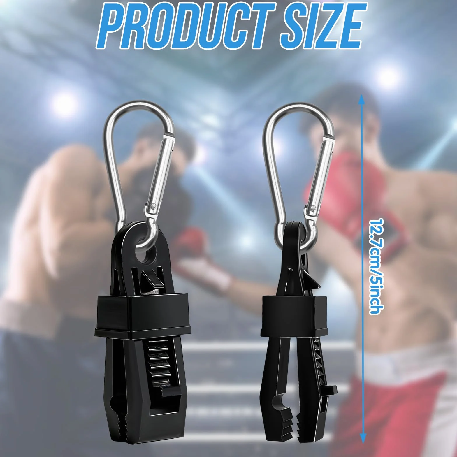 2 Soportes metálicos para de Boxeo | Mosquetón Resistente para asegurar y Transportar de MMA y Muay Thai en Mochilas, Bolsos, Equipaje o Bolsas de Gimnasio | Organizador de Accesorios Boxeo Clip