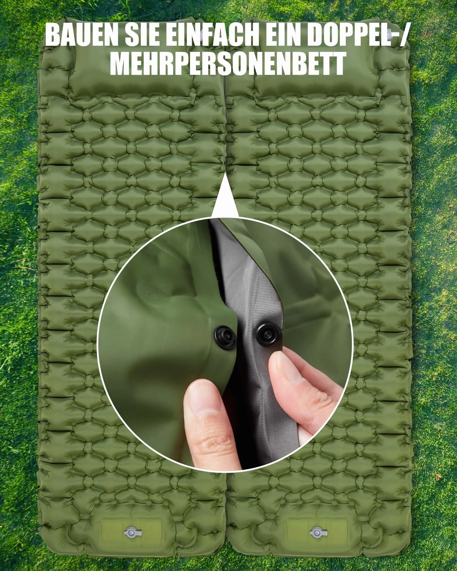 AKSOUL Colchoneta Autoinflable para Dormir para Acampar: Utraligero Esterilla Inflable Portatíl Colchón Individual, concon Bomba de Pie para Camping, Exteriores, Viaje