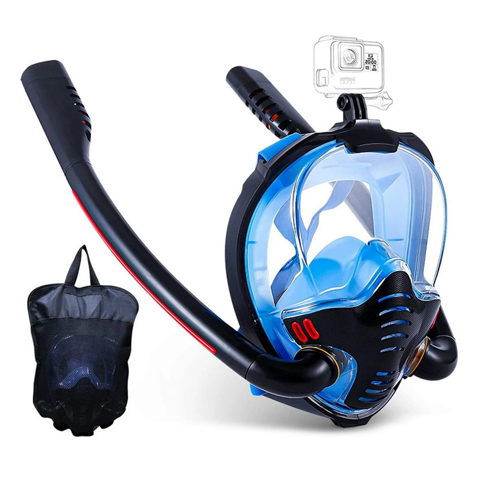 Respiracion bajo el agua Máscara De Buceo For Adultos, Máscara De Esnórquel Antivaho De Cara Completa, Equipo De Buceo For Natación De Niños, Respirador Subacuático Estabilidad ultraalta(Nero,S/M)