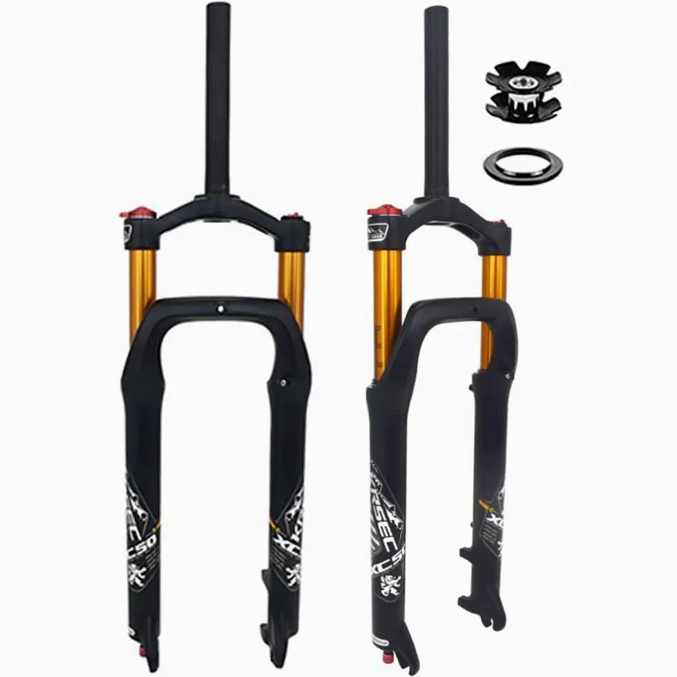 Horquilla Fat Bike de 26x4,0 Pulgadas Horquilla de suspensión para Bicicleta de montaña Recorrido 120 mm MTB Horquilla neumática Buje espaciado 135 mm 28,6 mm Amortiguación con Bloqueo de Corona Rec