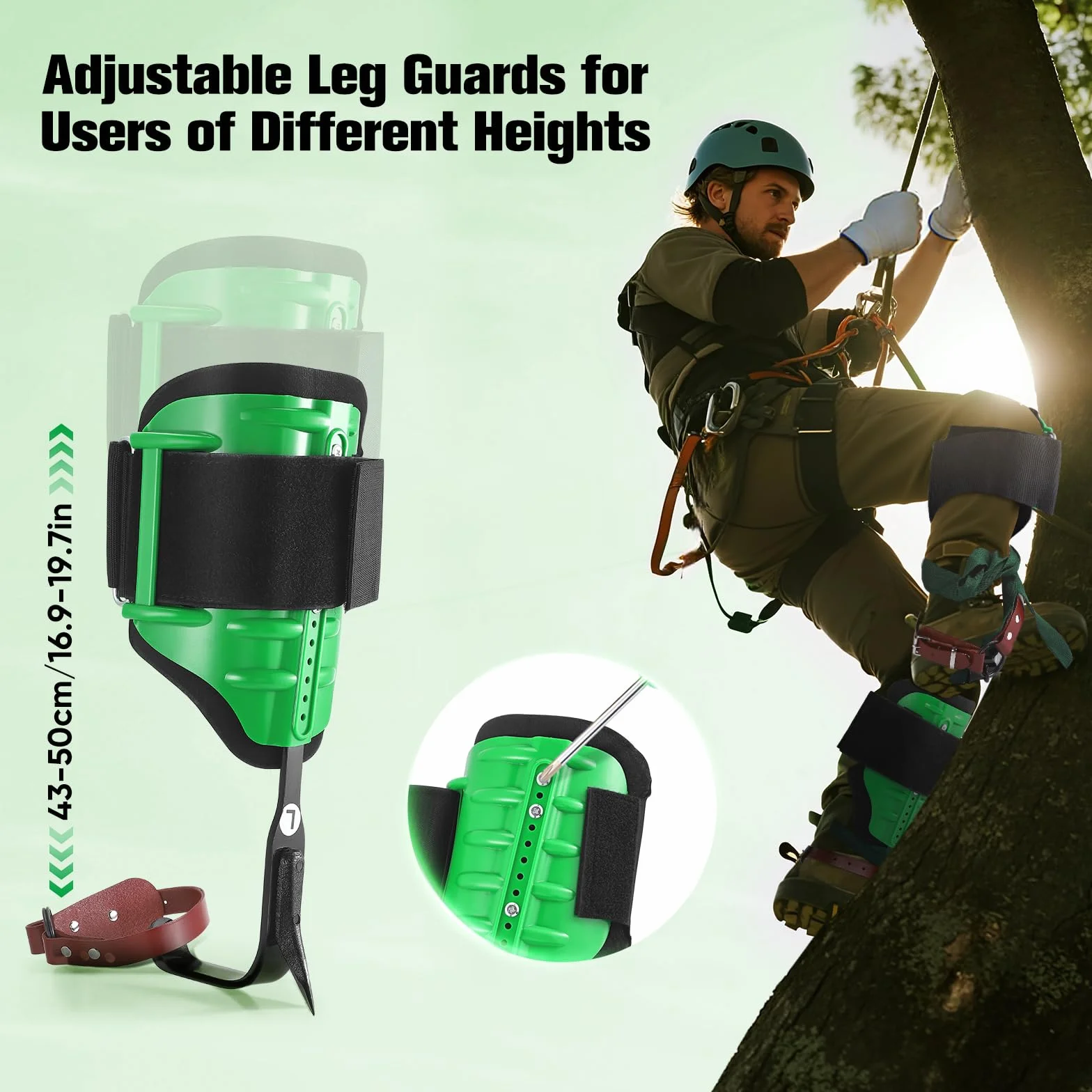 Herramienta de escalada de árbol, Juego de trepadores de árboles con crampones Altura Ajustable de la Pantorrilla, fácil de Usar para Recoger Frutas