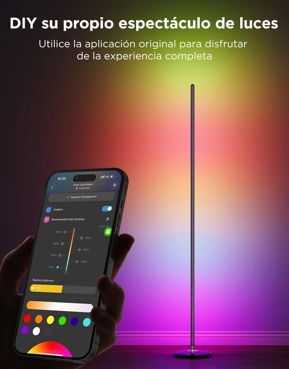 Govee Lámpara de Pie RGBIC LED 16 Millones de Colores 61 Modos de Escena Sincronización Musical Alexa Google Assistant Matter
