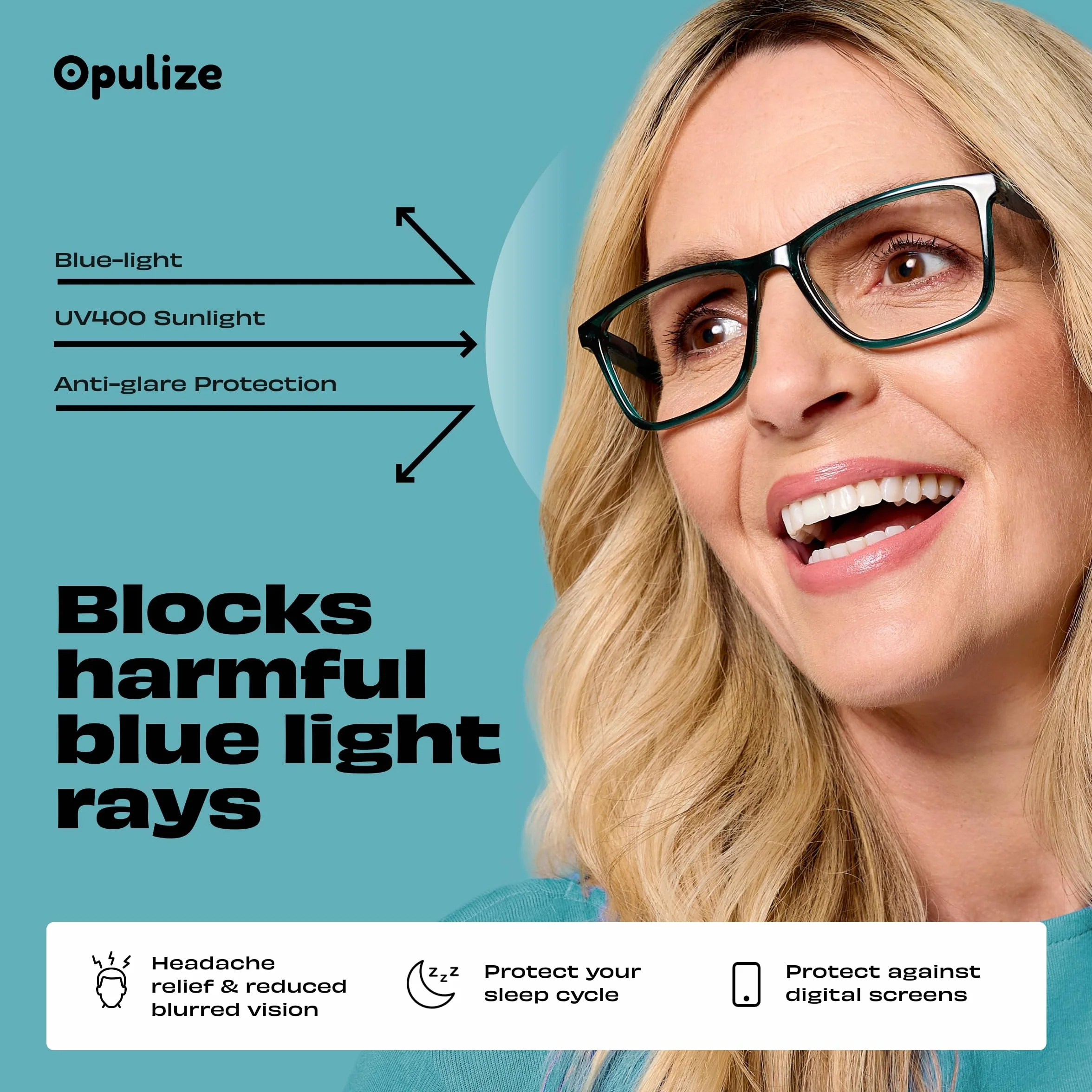 OPULIZE NYX Gafas de Lectura Bloqueo Luz Azul Antideslumbrante Ordenador Protección UV Negro +1,50 Paquete 2