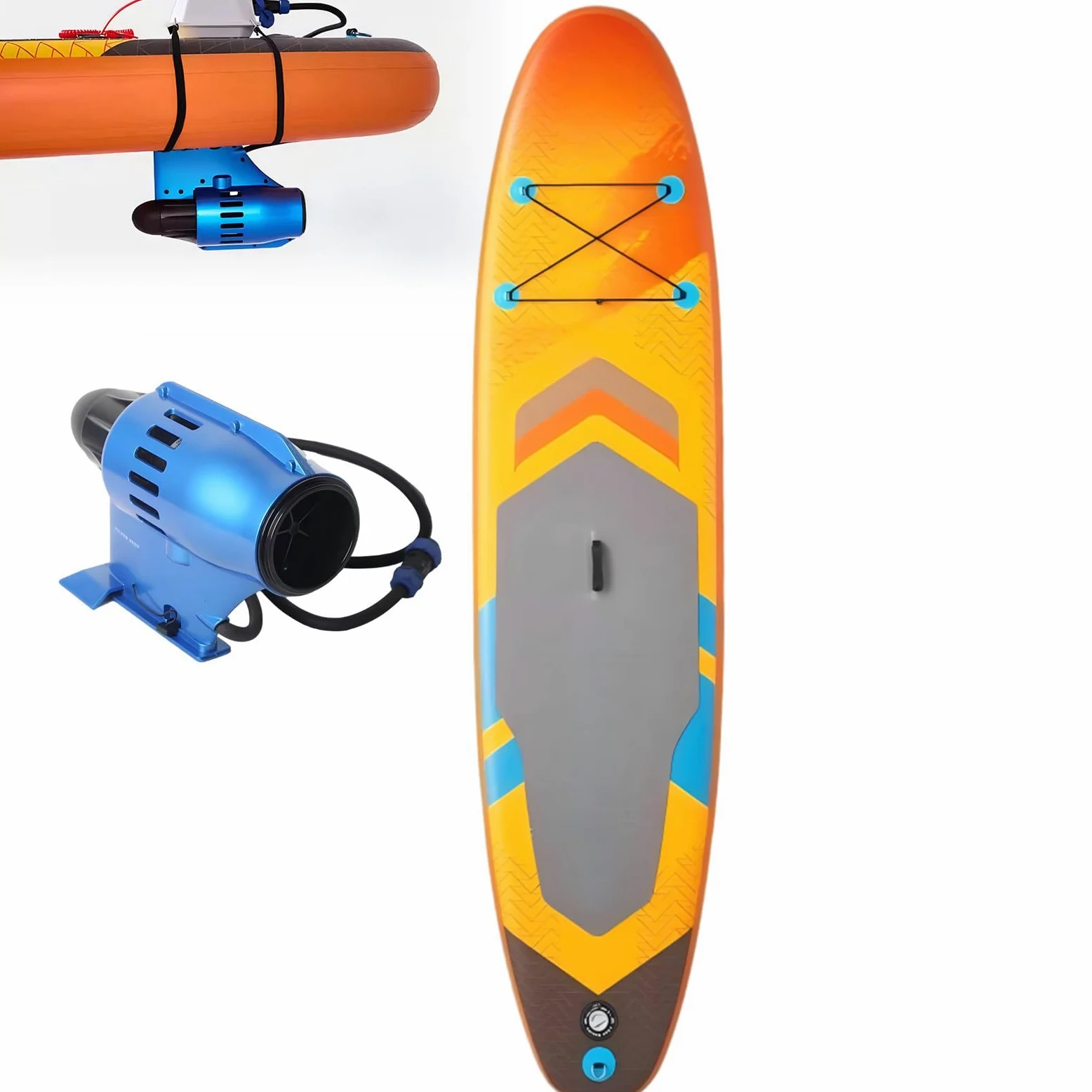 Motor Fueraborda Eléctrico12V & Tabla Paddle Surf Hinchable | Stand Up Paddle Board Inflable con Remo,366×84cm Padel Surf para Jovenes y Adultos, Soporta hasta170 kg,Sin Hélice Exterior