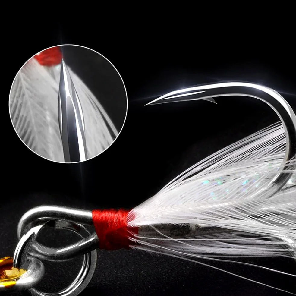 100 Uds anzuelos triples 4X Anzuelo de Pesca Fuerte Brabed Sharp Triple mar anzuelos de Pesca anzuelos de Asistencia