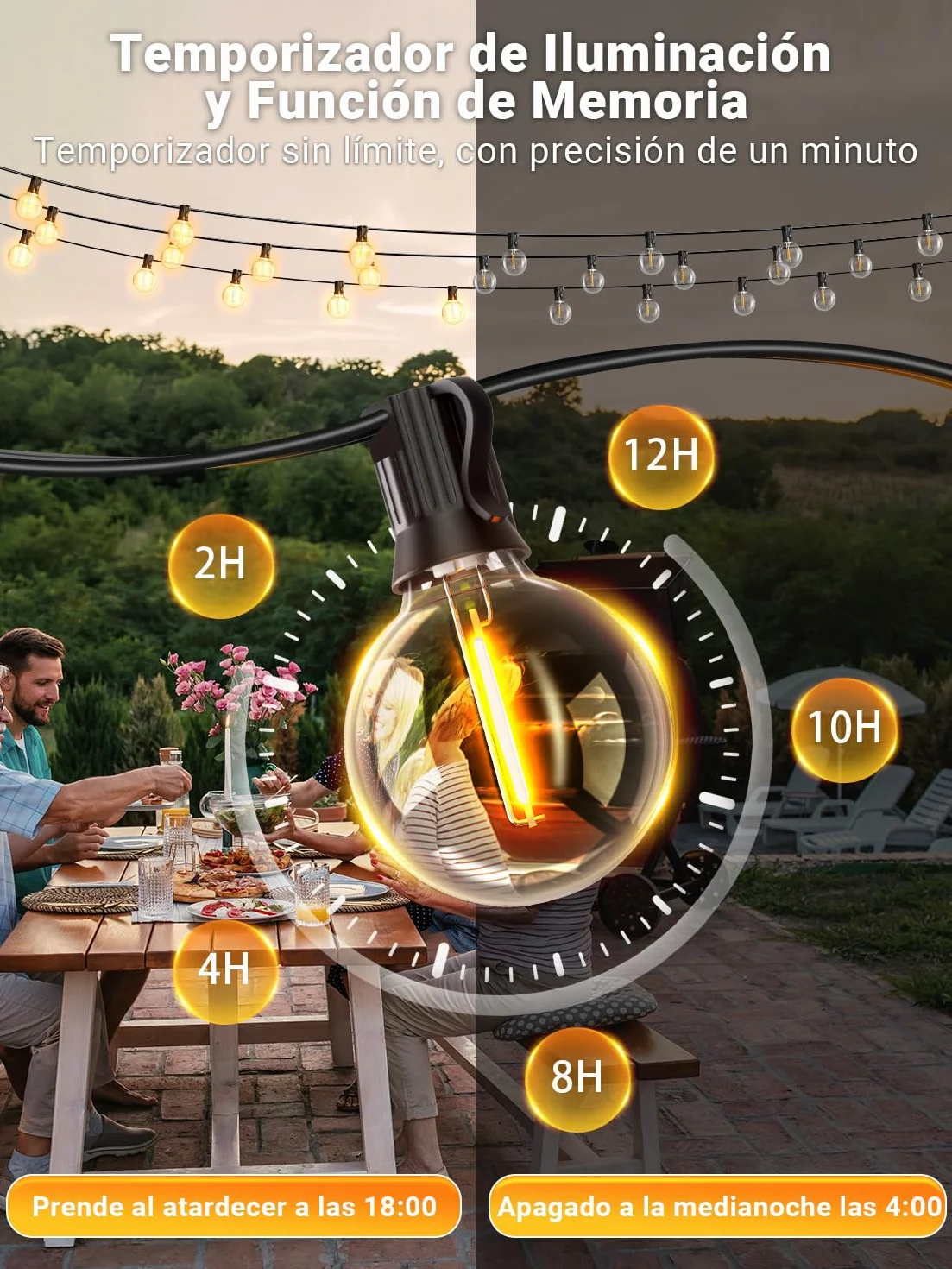 Guirnalda Luces Exterior 30M IP44 Led con Control App y Música Sync G40