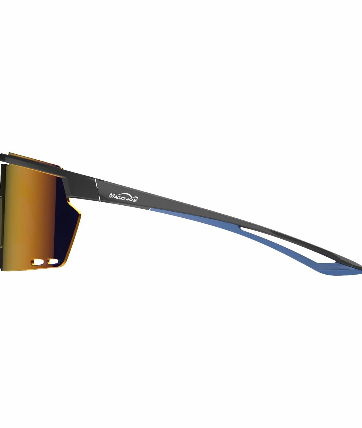 Magicshine ROUELEUR Gafas de Ciclismo, Lentes Coloridas y Fotocromáticas, Diseño Envolvente Unisex para Carretera, Gravel y MTB (Negro/Azul - Lente Azul)